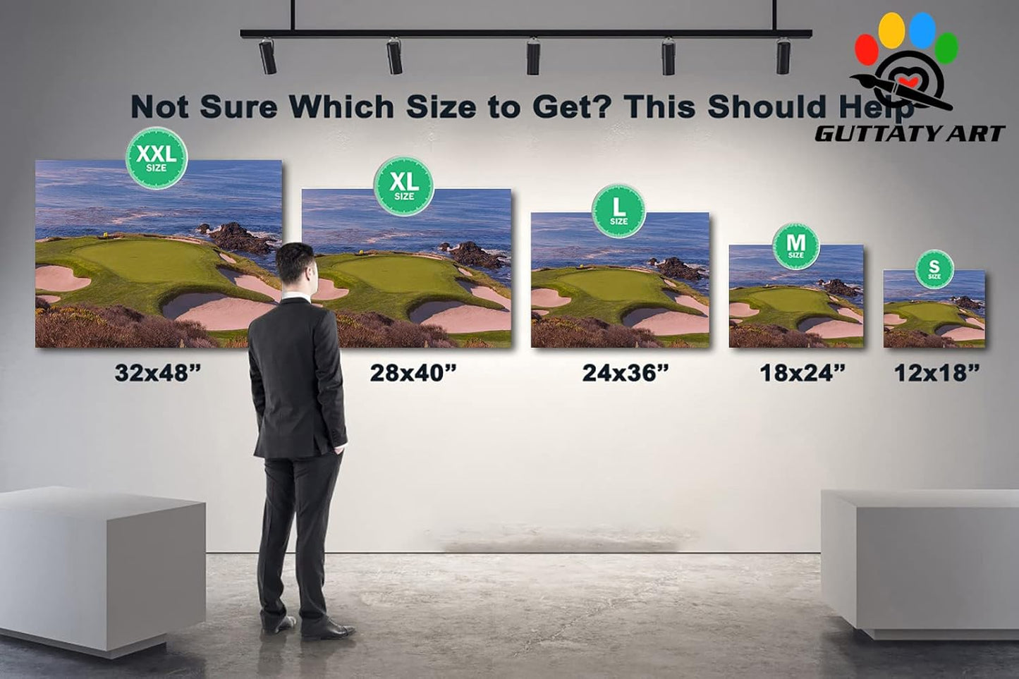 Beach Golf Canvas Wall Art - Pebble Course Picture Print for Living Room, Sport Poster Painting for Bedroom Office Decoration, Framed Artwork for Home 32x48 Inches