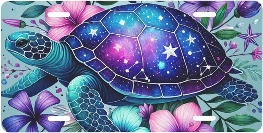 Front License Plate for Car Designs Flower Animal Turtle Stainless License Plate Cover Holder for Men Women Metal Aluminum Decorative Accessory Vanity Tag Standard 6 X 12 Inch (4 Holes)