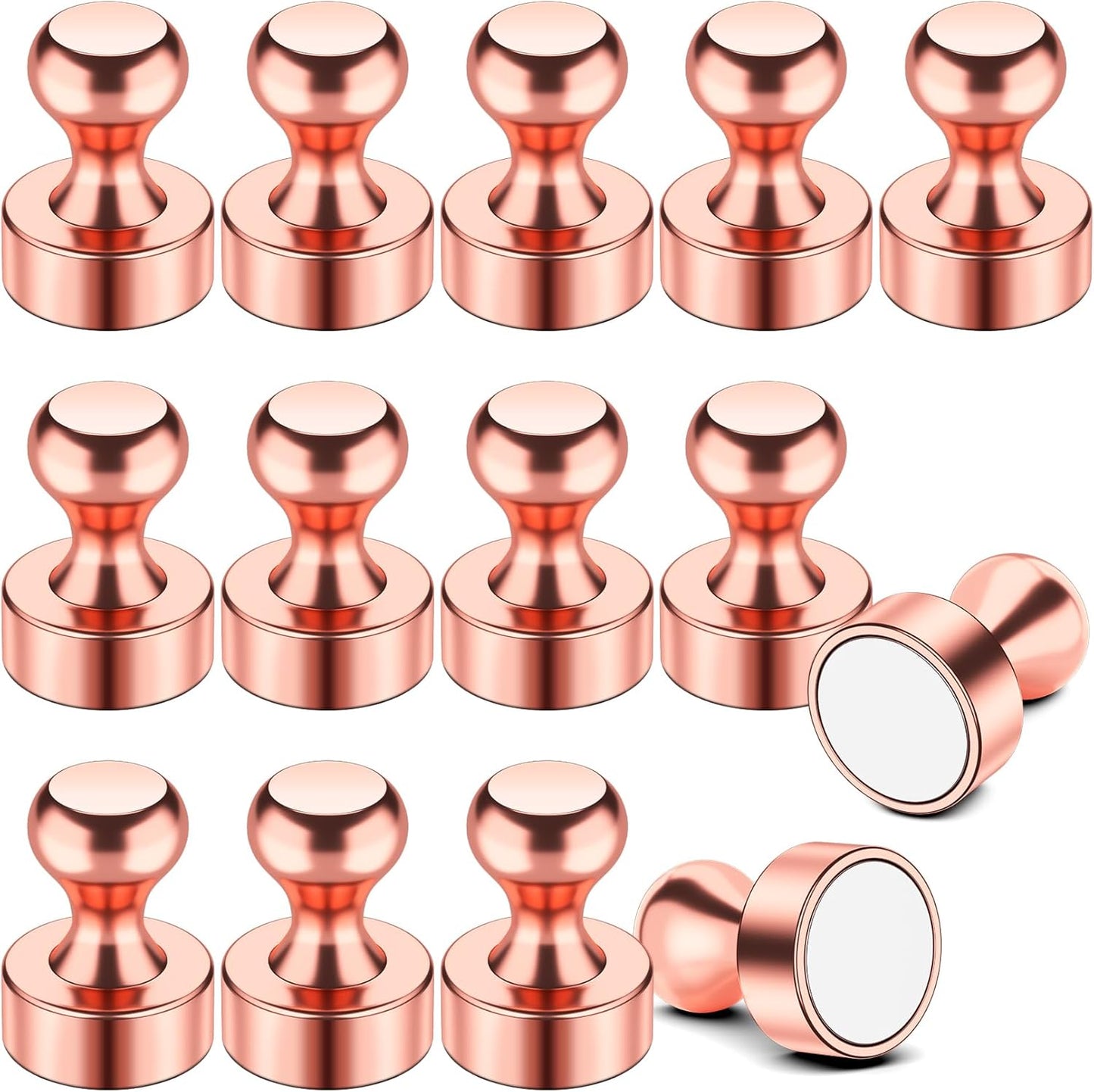 FINDMAG Fridge Magnets, Strong Neodymium White Board Magnets, Small Rose Gold Refrigerator Magnet Adults, Decorative Magnetic Push Pins for Classroom, Office, Kitchen Accessories, Home Decor, 14 Pack