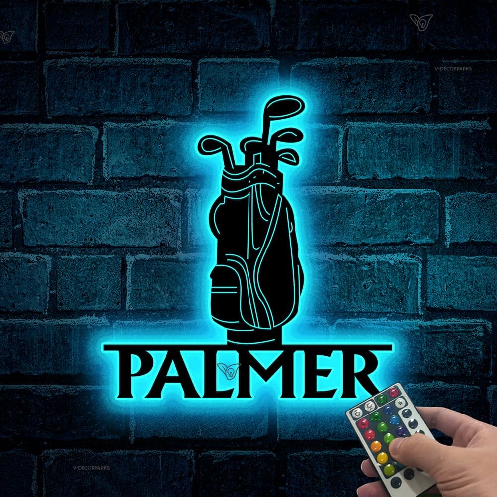19th Hole Golf Flag for Boys Room – Personalized Disc Golfer Name Sign Home Decor, Sports Themed Lighted Sign for Golf Lovers, Rustic Bar or Man Cave Wall Art, Gift for Husband, or Dad Model-Disc09