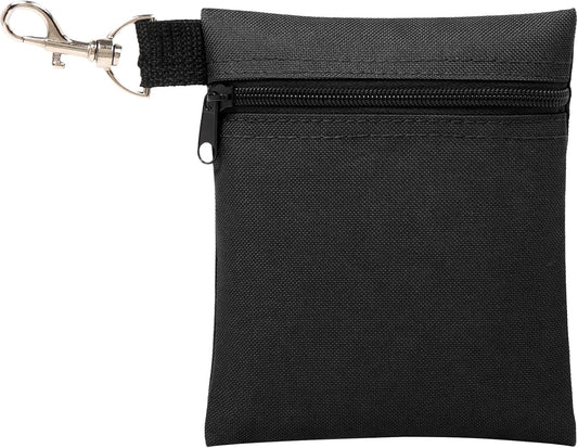 BuyAgain Golf Tee Pouch, 5.62 X 6.87 Inch Professional Zipper Golf Tee/Ball Pouch Bag with Metal Lobster Claw Clip