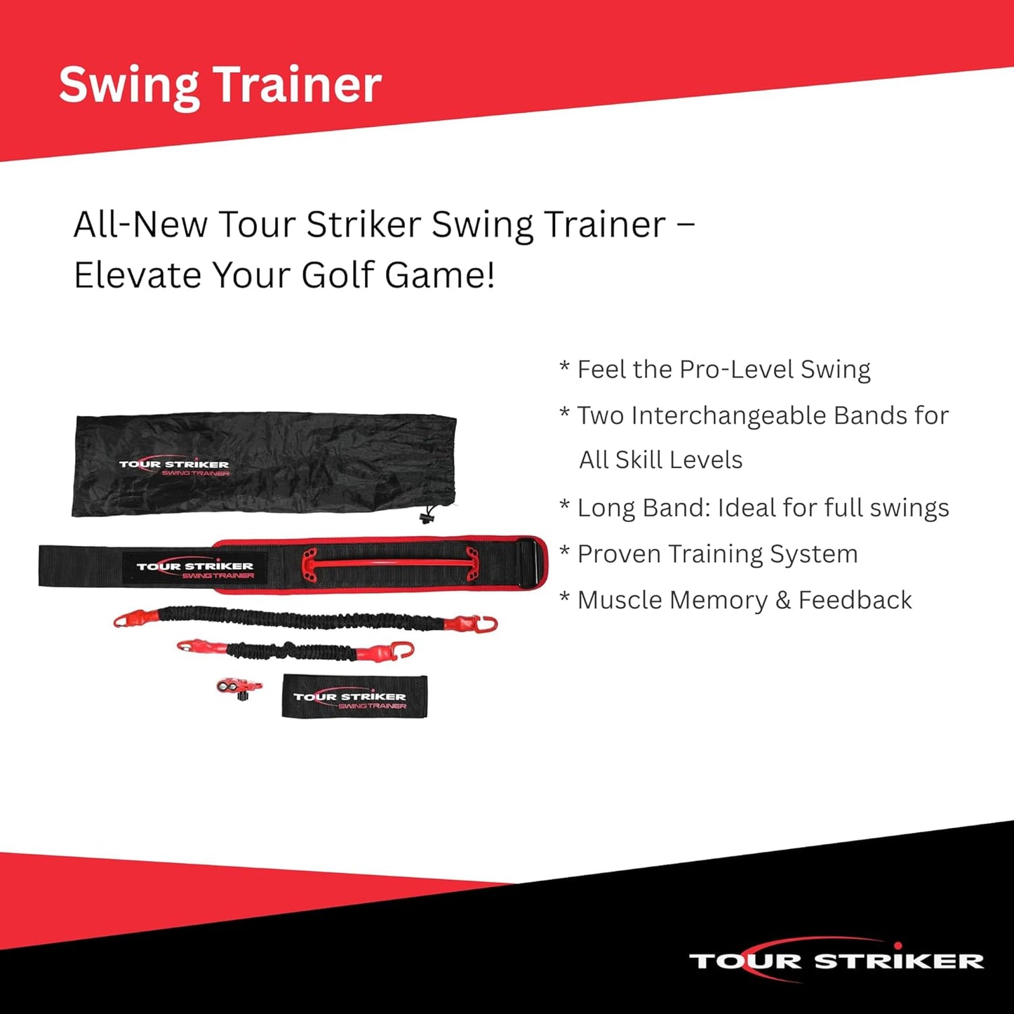 Tour Striker Swing Trainer – Golf Swing Trainer Aid for Muscle Memory & Proper Swing Path – Improves Inside‑Out Strike, Tempo & Consistency – Indoor & Outdoor Use