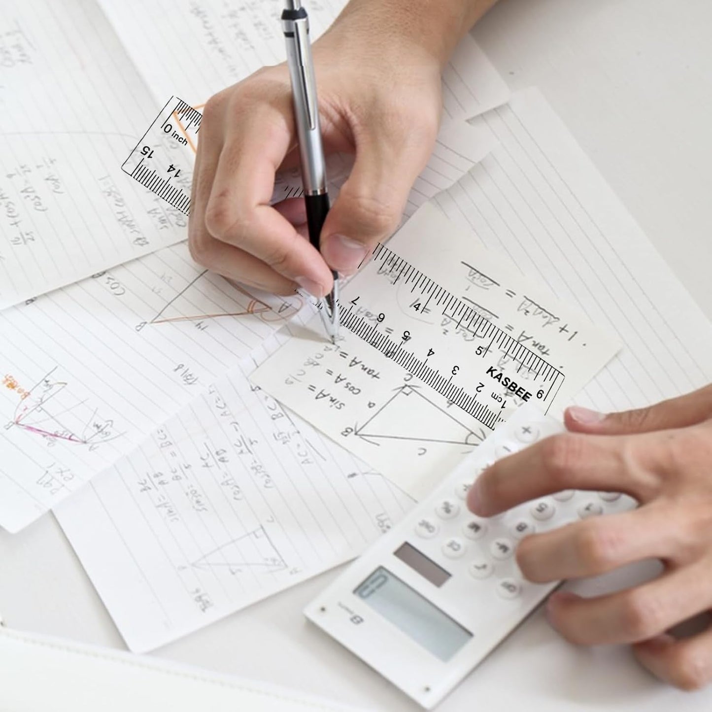 Plastic Rulers, 6 Inch Ruler, 12 Inch Ruler, Clear Ruler with Centimeters and Inches, Straight Plastic Ruler Set for Students School and Office