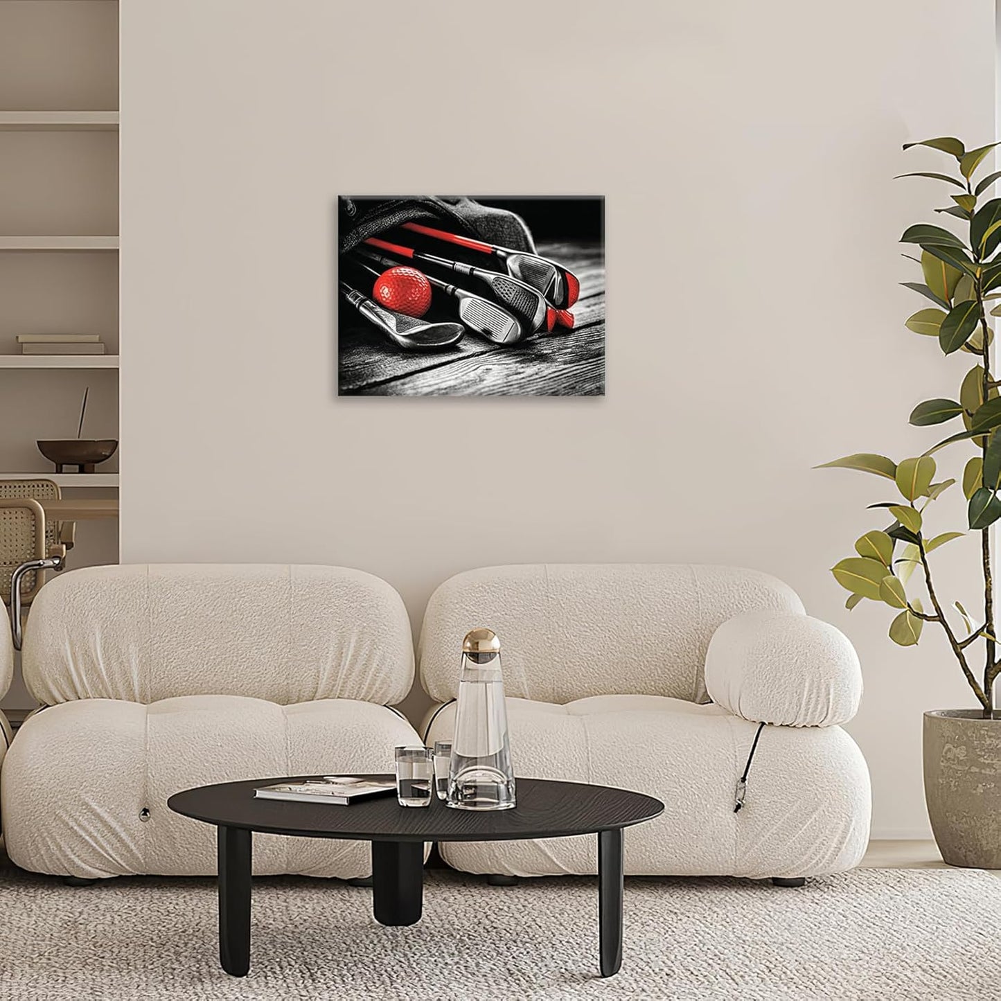 Golf Wall Art, Golf Ball Pictures Wall Decor Black and White Canvas Prints Framed Artwork Paintings Poster Home Office Decorations For Bathroom Bedroom Living Room 24l X 16w