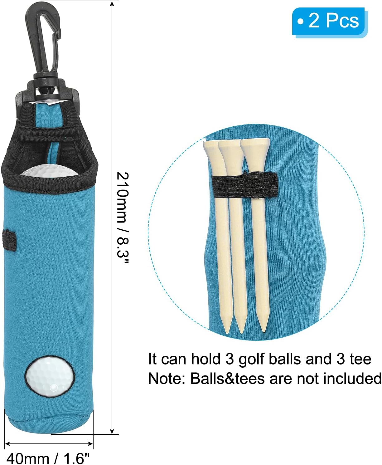 PATIKIL Golf Ball Carry Bag Golf Tee Holder Pouch Portable Neoprene Golf Ball Holder with Clip for Men and Women