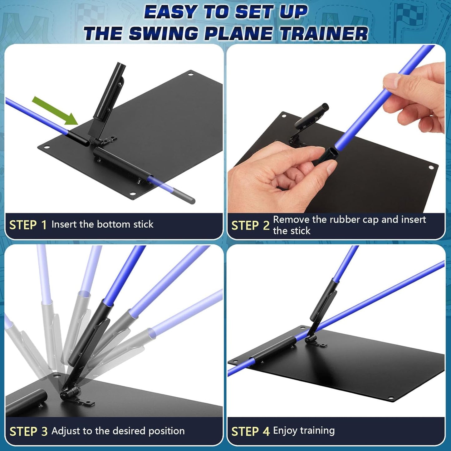 Pro Golf Alignment Sticks Holder – Adjustable Swing Plane Trainer with Weighted Base | Angle Plate Golf Training Aid for Swing Path, Putting & Aiming