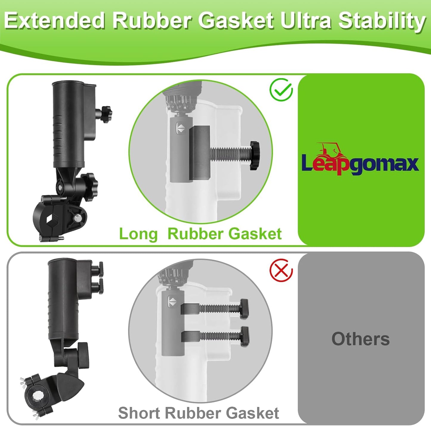 Heavy Duty Golf Push Cart Umbrella Holder, Aluminium Alloy Base Ultra Windproof, Universal Umbrella Attachment Stand for Stroller, Golf Cart, Mobility Scooter, Wheelchair, Bike, Beach Chair