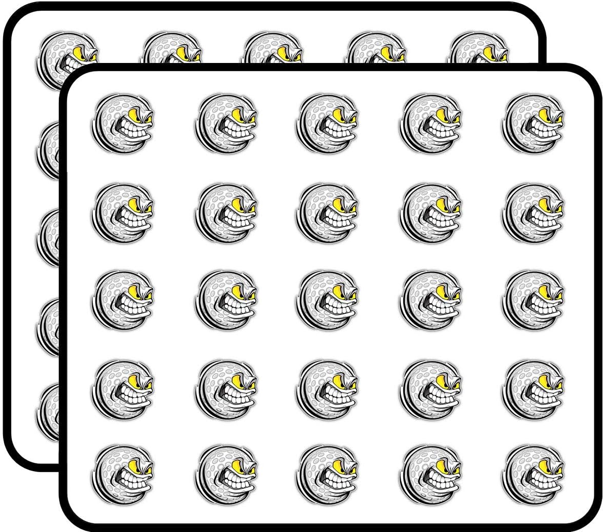 Golf Ball Mean Face Cartoon Sticker for Scrapbooking, Calendars, Arts, Kids DIY Crafts, Album, Bullet Journals 50 Pack