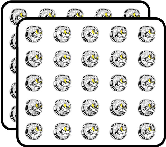 Golf Ball Mean Face Cartoon Sticker for Scrapbooking, Calendars, Arts, Kids DIY Crafts, Album, Bullet Journals 50 Pack