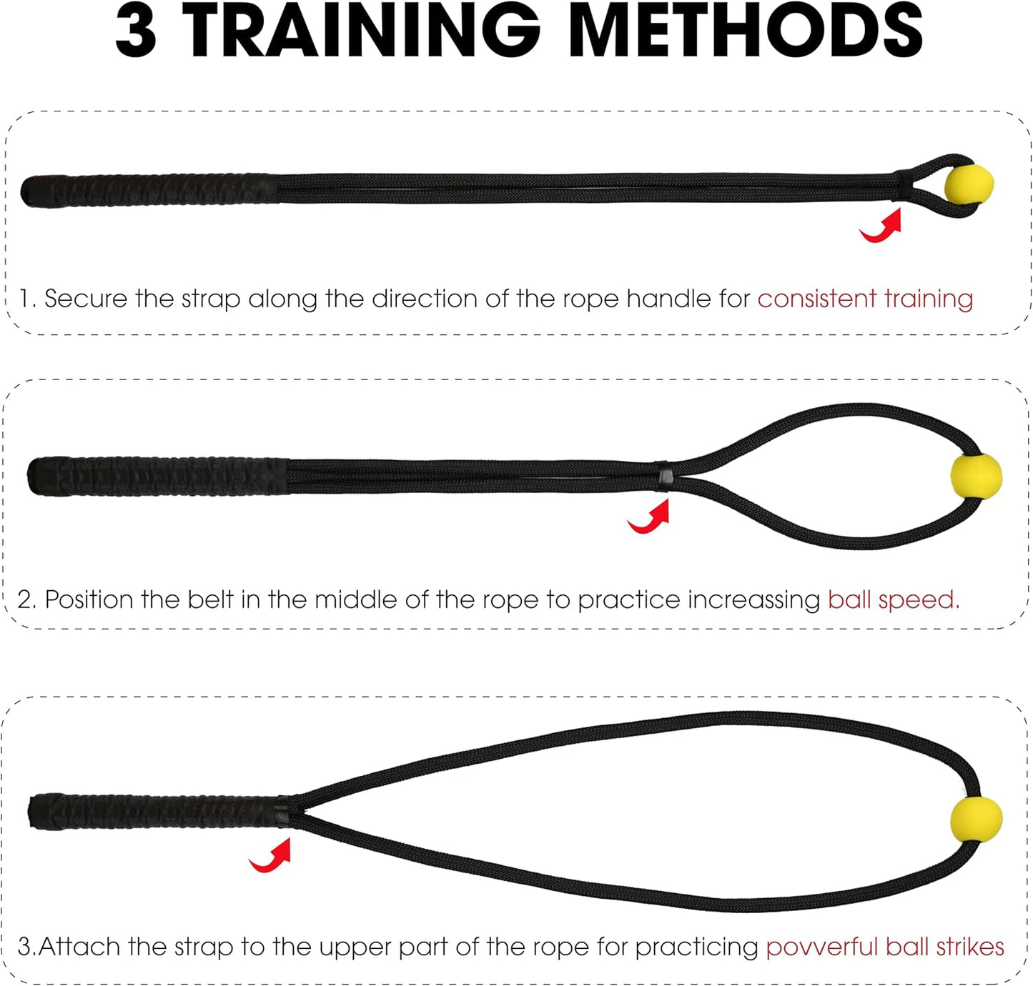 Golf Swing Rope Training Aid, Fitness Equipment Trainer with Ball On for Practice, Posture Corrector, Exercise Assistance, Workout, Speed, Strength Link, Warm-up for Buddy, Golf Lovers, Beginners