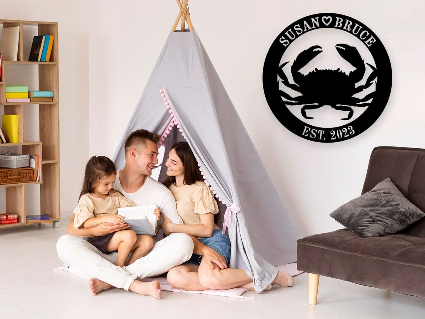 Personalized Metal Beach Crab Sign Custom Metal Crab Sign