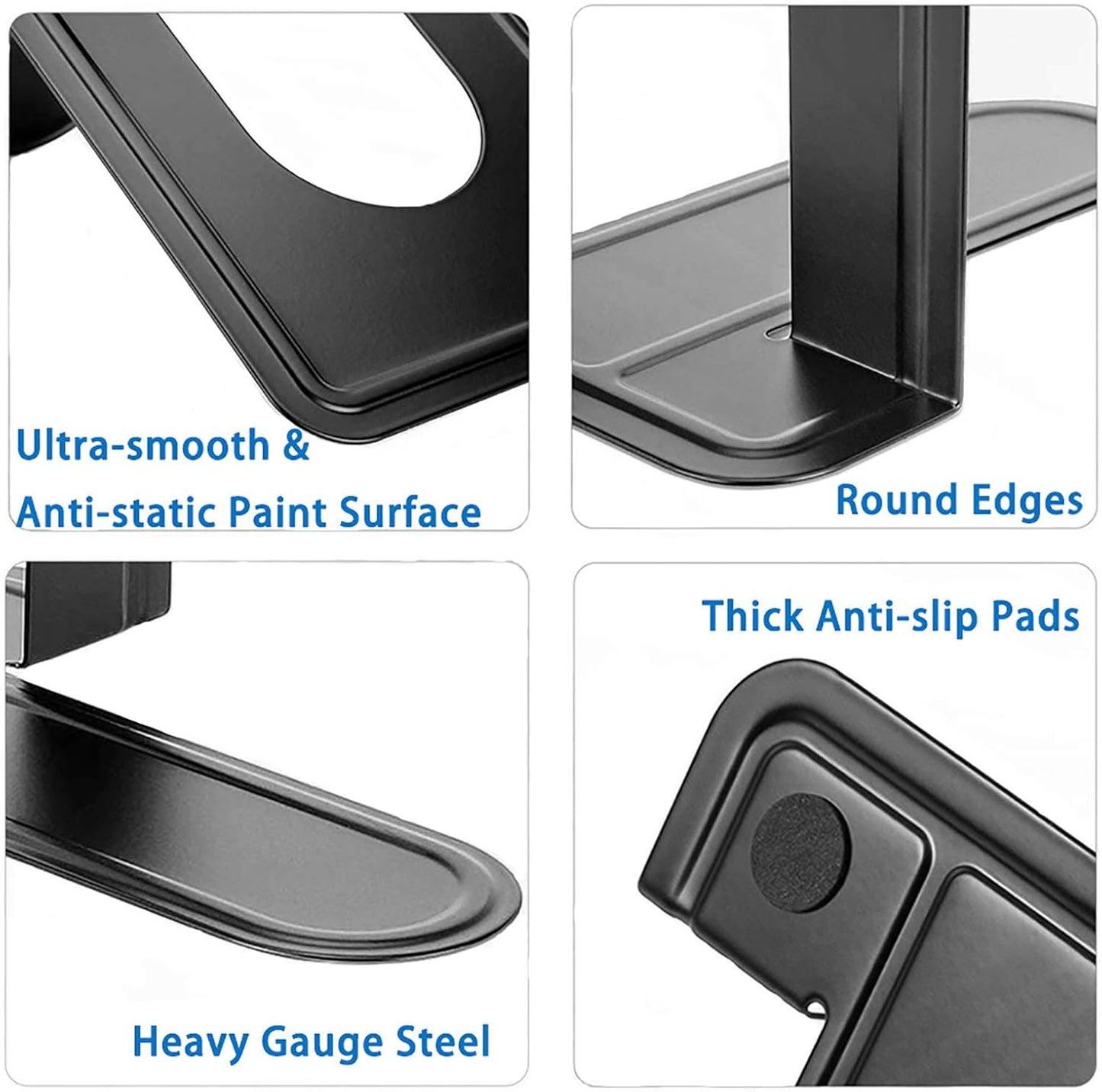 Metal Book Ends for Shelves, Book Shelf Holder Home Decorative, Book Ends for Heavy Books/Movies/CDs, Black 6.5 x 5 x 5.7 in, 4 Pair/ 8 Piece