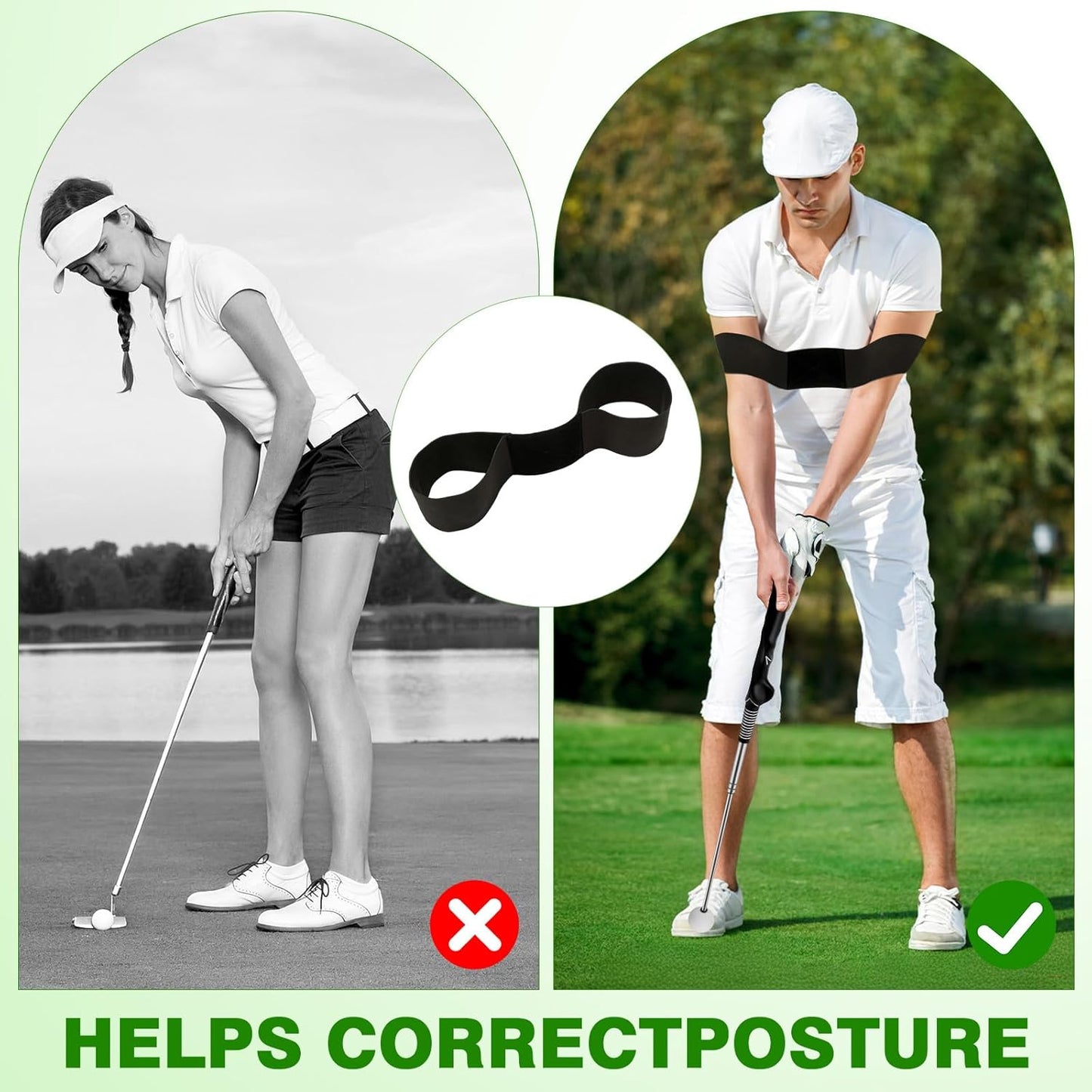 Retractable Golf Swing Trainer with Arm Band,Click Stick Golf Trainer, Right-Handed Training Aid Chipping and Hitting,Portable Indoor/Outdoor Practice (Gifts for Golfers)