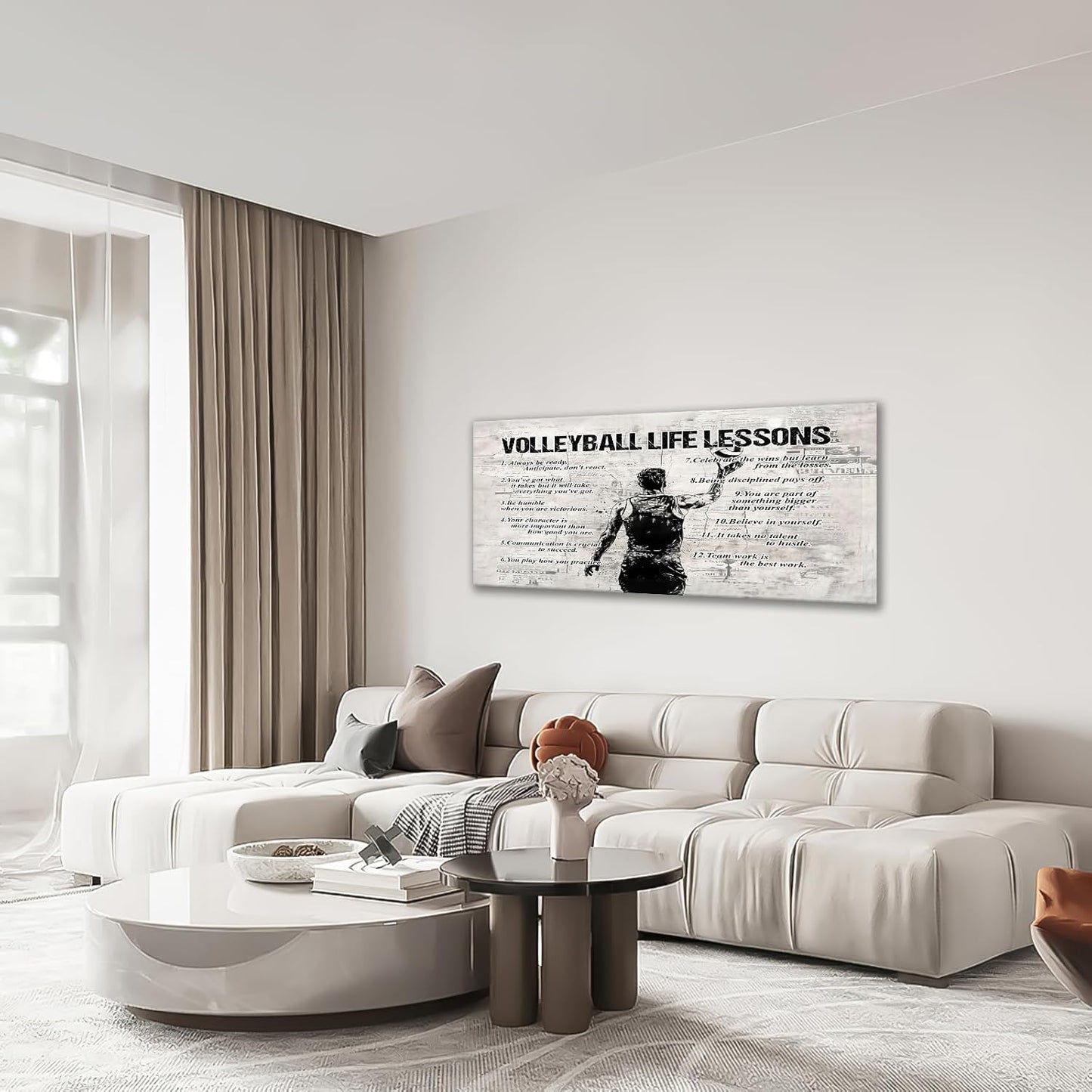 Volleyball Sports Wall Art for Living Room Large Size Volleyball Life Lessons Wall Decor Volleyball Sign Retro Canvas Prints Inspirational Pictures Painting Artwork Home Decoration Bedroom 60"X30"