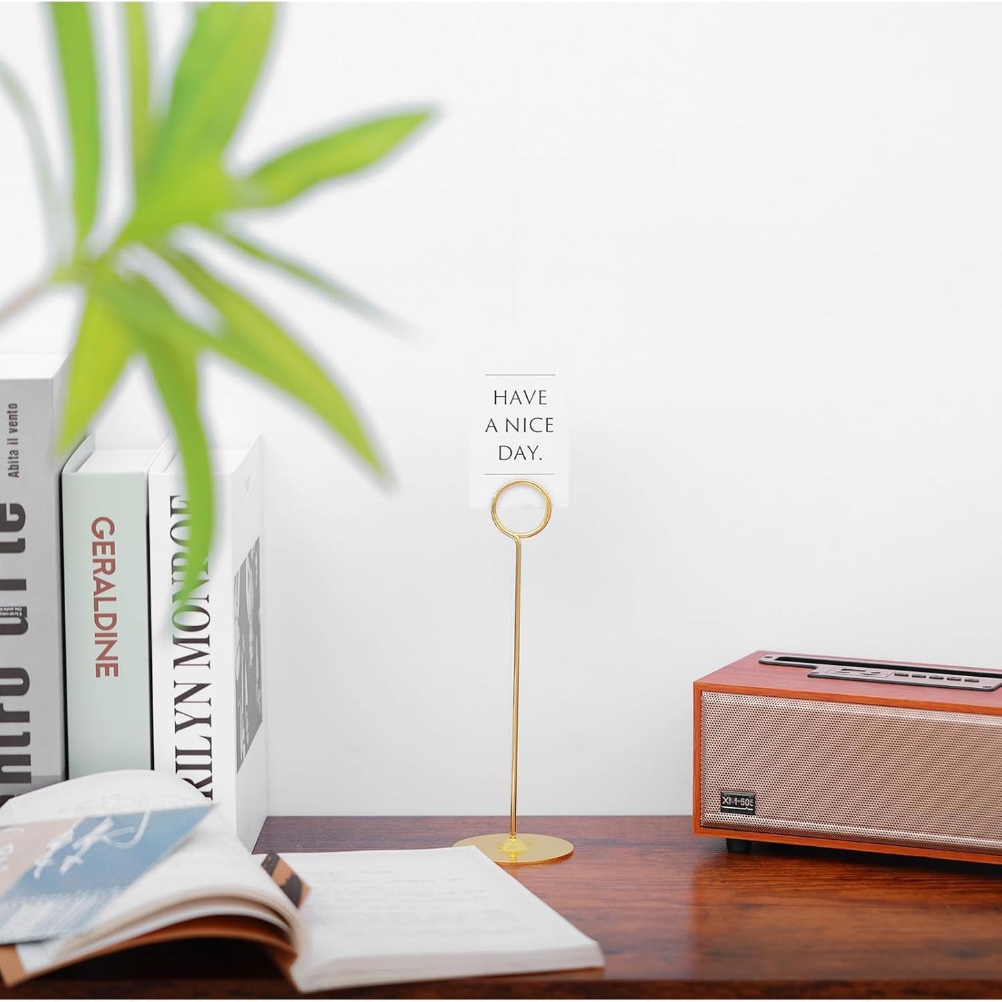 Urban Deco 16 Pieces Table Card Holder 8 inches Table Number Holders Place Steel Card Holders for Photos, Food Signs, Memo Notes, Weddings, Restaurants, Birthdays (Gold)