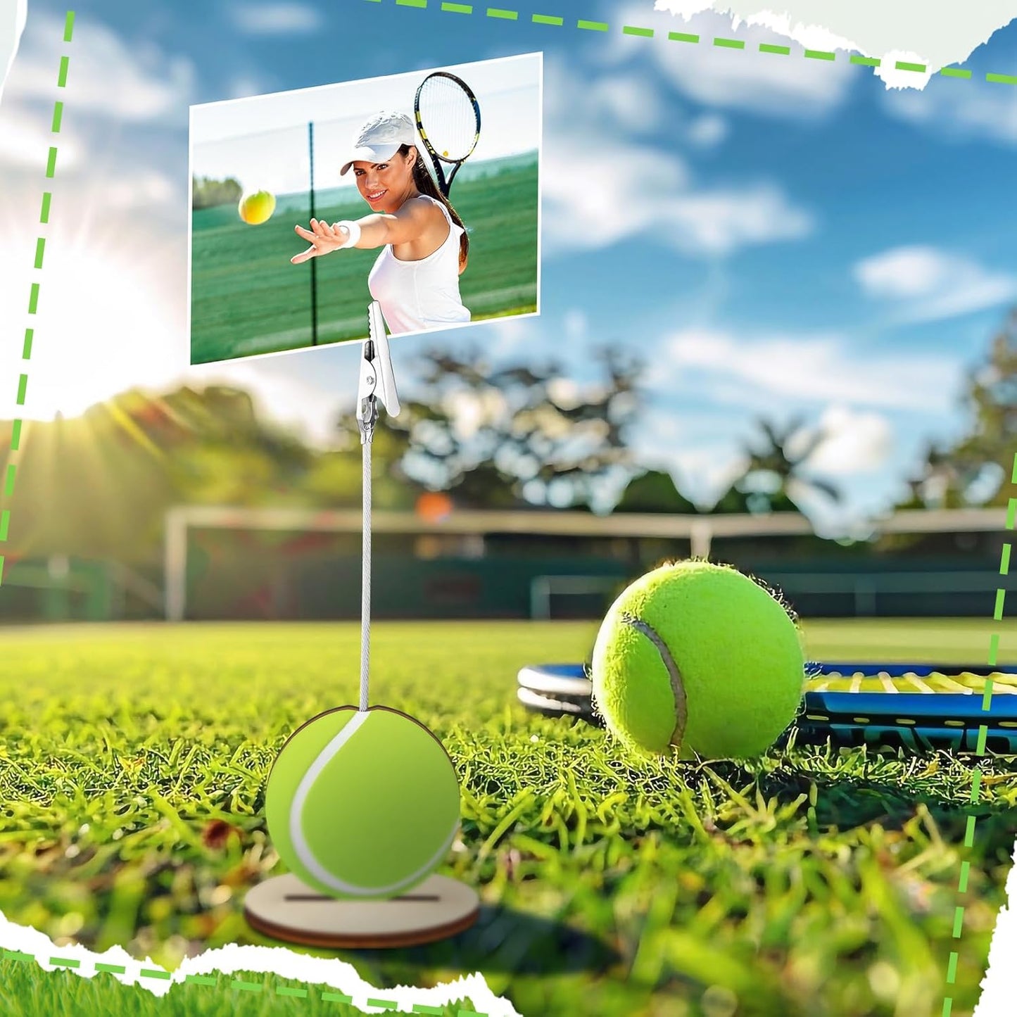 20 Pcs Base Memo Clip Holder Table Number Card Place Holders Stand Note Paper Clip Centerpieces for Table Party Favors Photo Stand Events Decoration (Tennis)