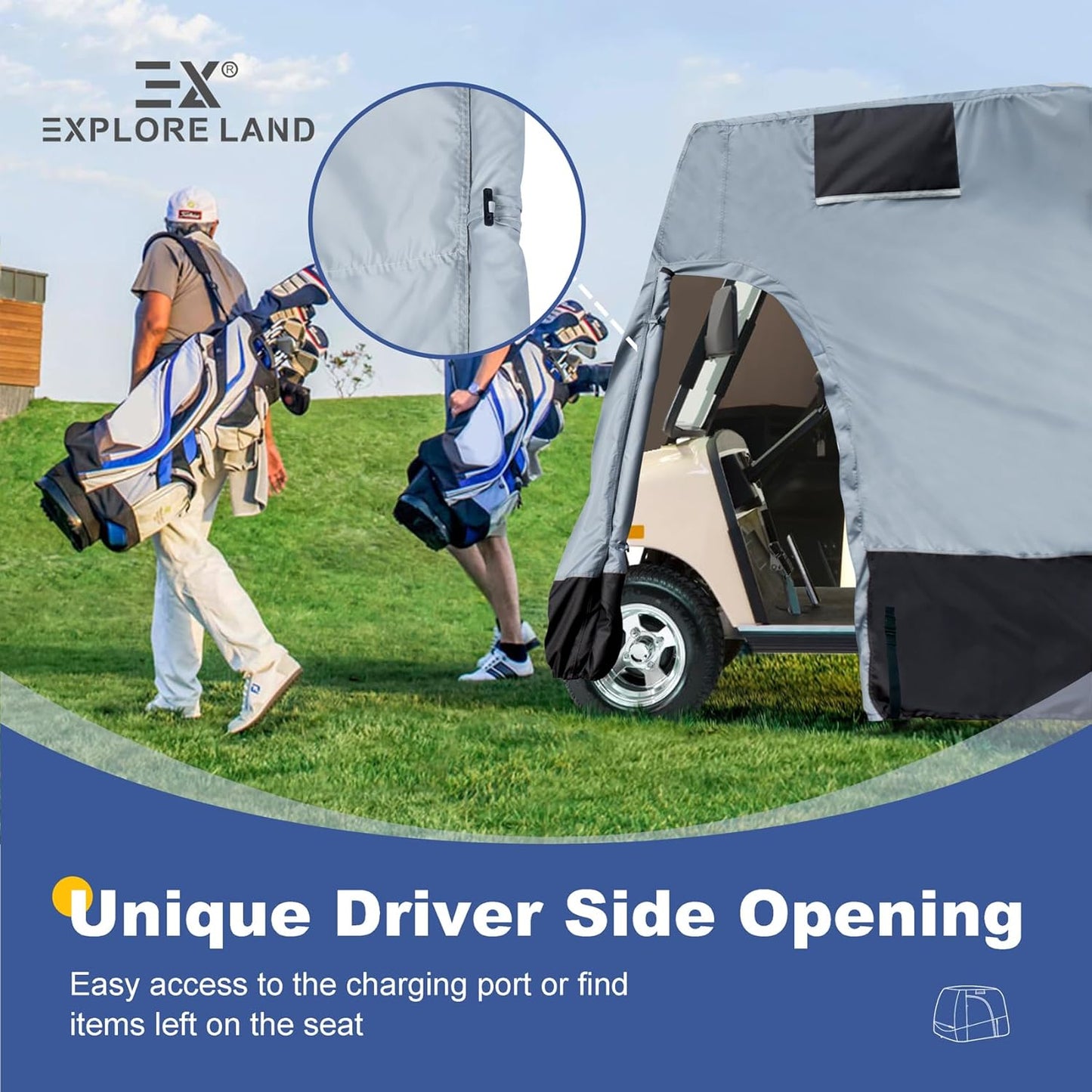 Explore Land Waterproof Golf Cart Cover Universal Fits for Most Brand 2/4/6 Passenger Car