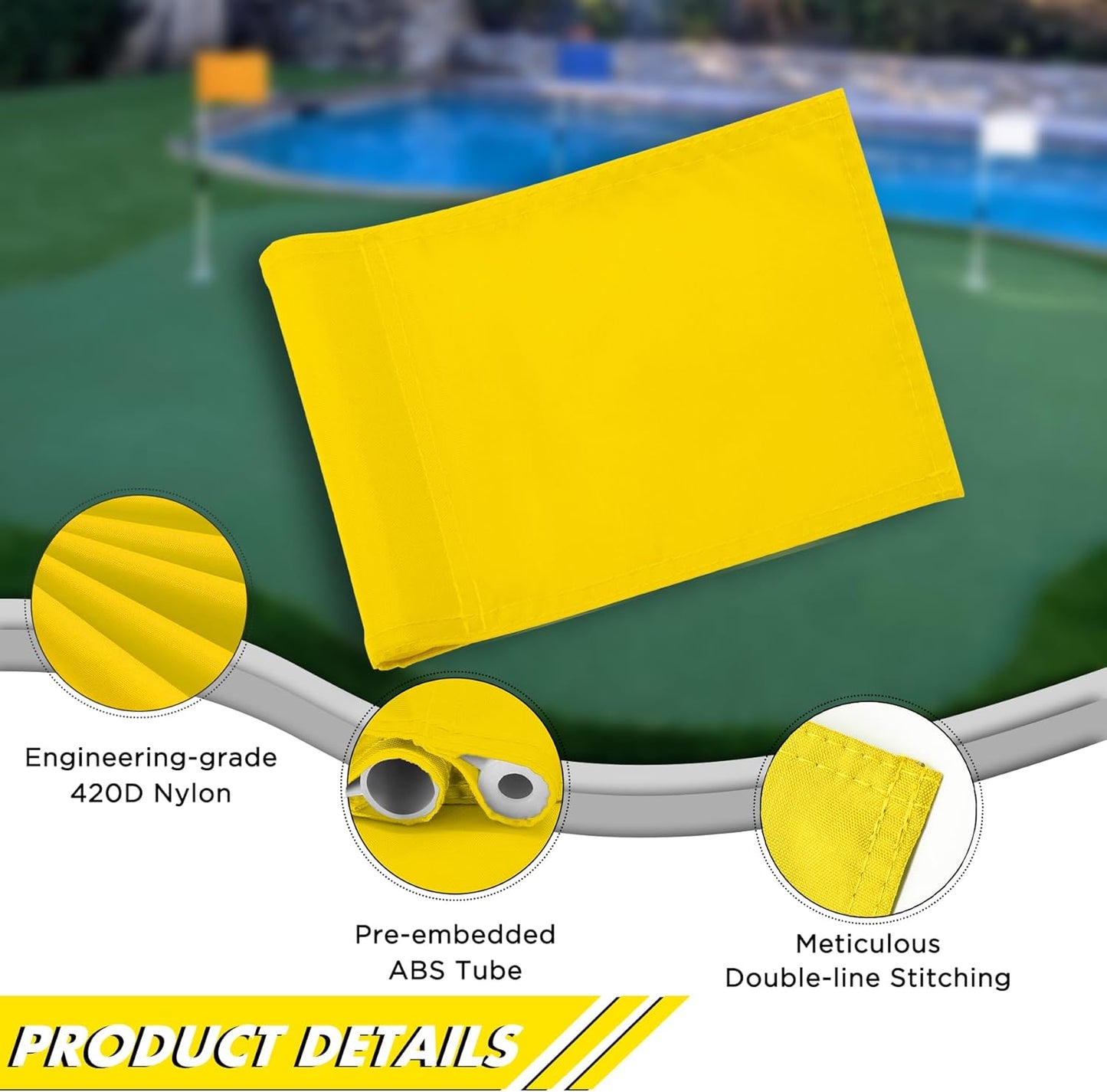 KINGTOP Solid Golf Flag All 8x6 Inch - 420D Nylon, Tube Inserted - Mini Putting Green Flags for Backyard Practice