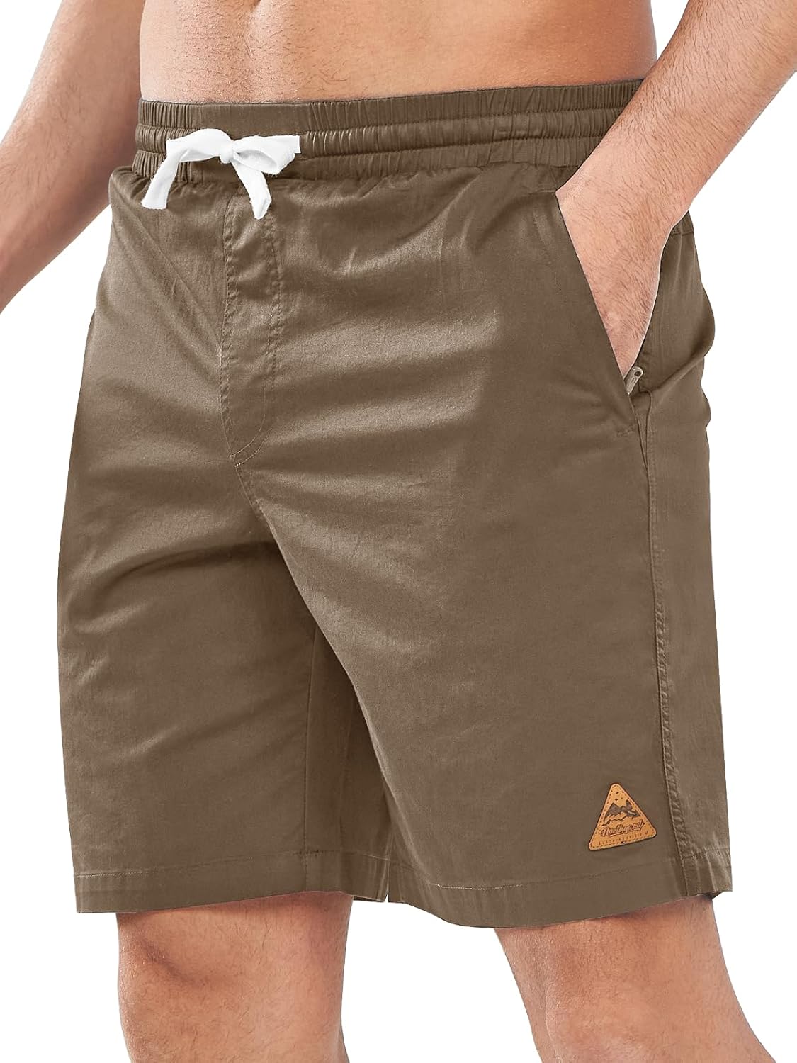 NORTHYARD Mens Casual Shorts-Cotton 9" Golf Hiking Drawstring Elastic Waist Work Shorts with Zipper Pockets