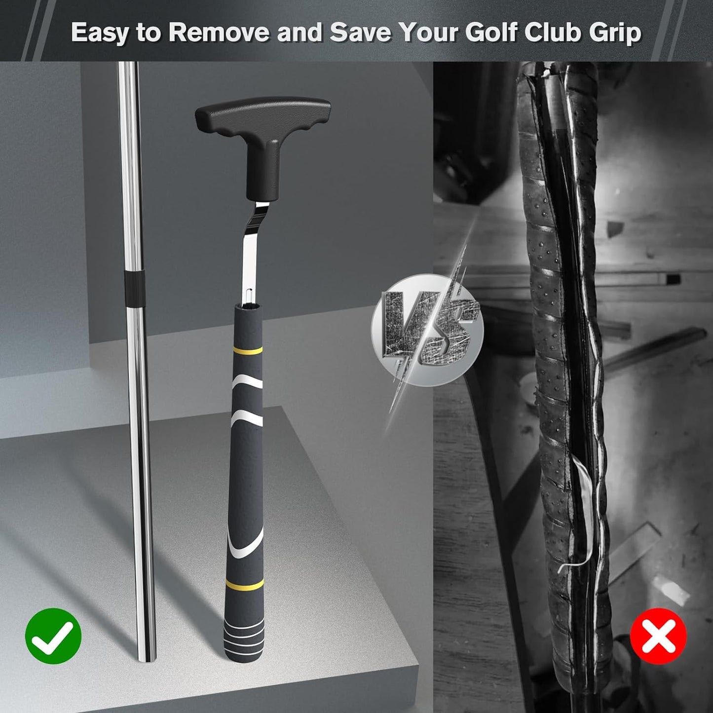 Golf Grip Removal Tool, V-Groove Grip Remover Saver 11" for Standard Length Swinging Grips Golf Grip Kit Golf Tools Golf Supplies Golf Grip Tool Grip Remover Gripping Tool
