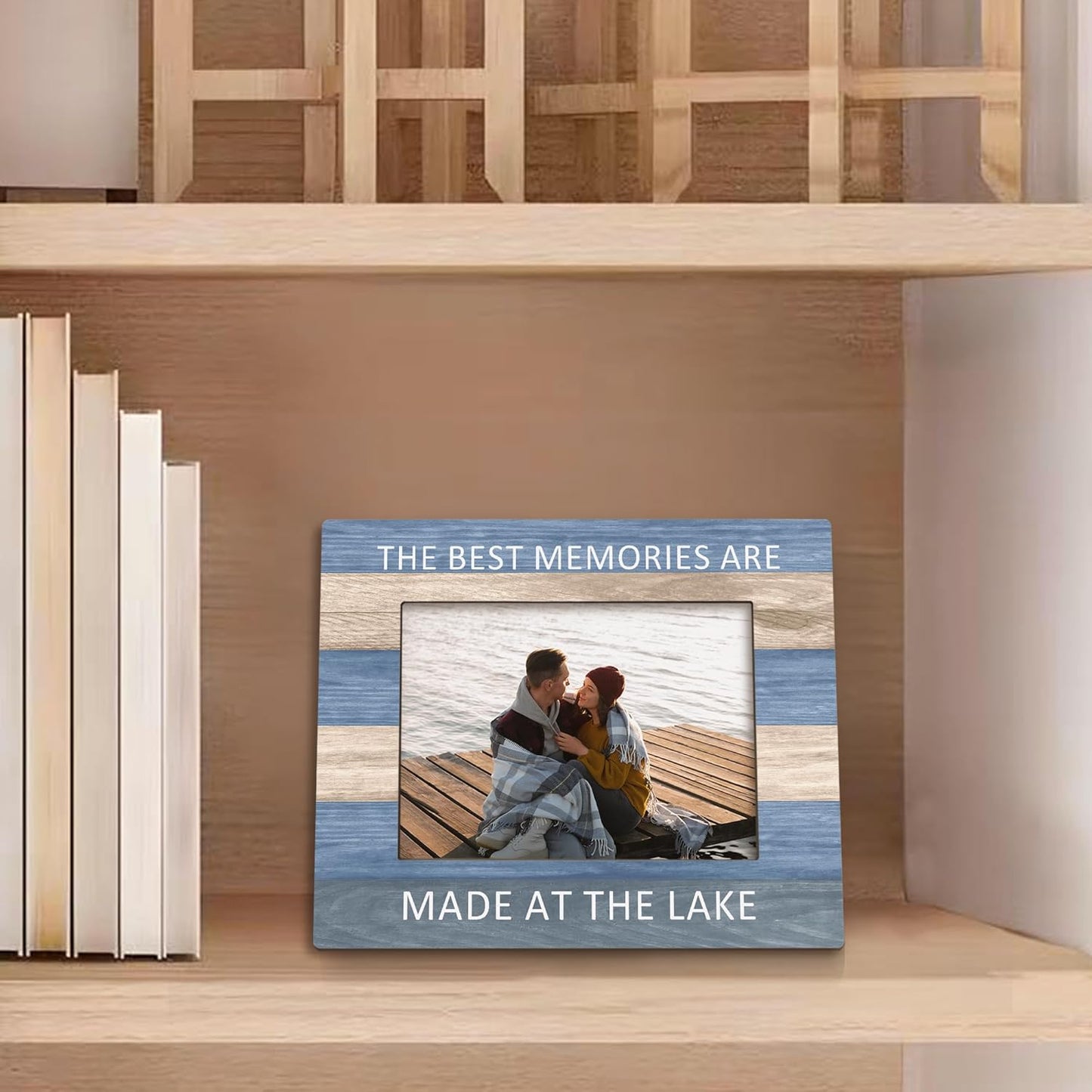 Lake House Gifts Picture Frame 5x7, LakeHouse Decor Photo Frame, Birthday Gifts for LakeLover, The Best Memories are Made at the Lake Wooden Picture Photo Frames for Desk Home Room Decor