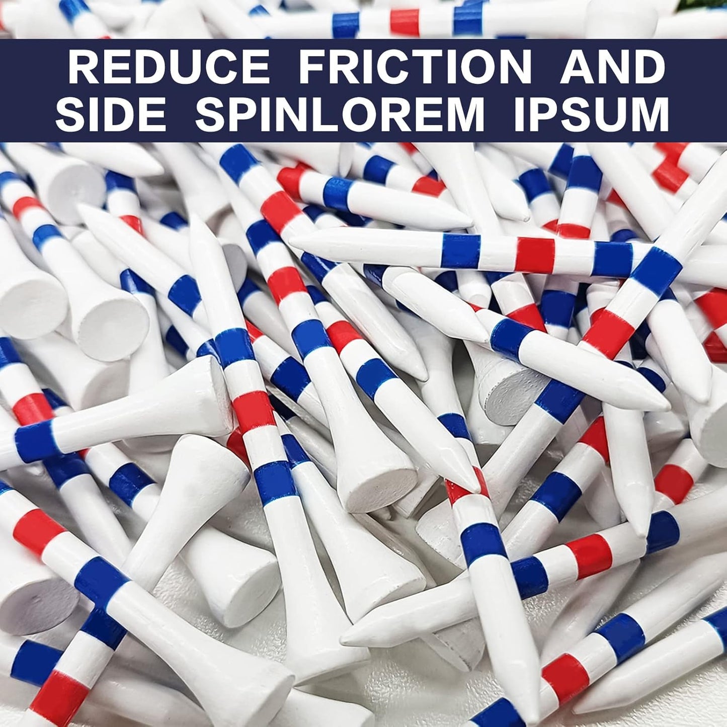 FINGER TEN Golf Tees Wood 3 1/4 2 3/4 Inch Wooden Bamboo 50/120 Count, Durable Biodegradable Colored Bulk Tee 70mm 83mm