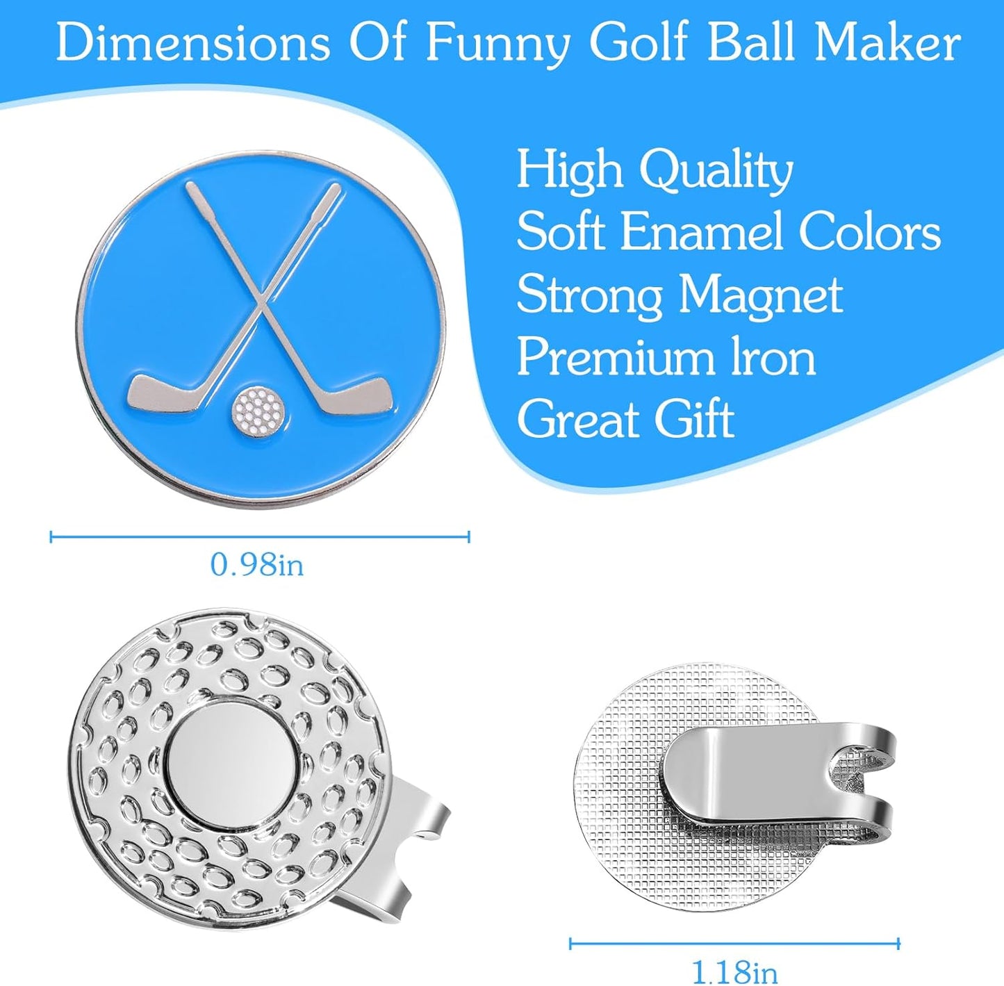 Funny Ball Marker Hat Clip, Magnetic Enamel Golf Ball Markers for Putting Green, Golf Ball Marker with Magnetic Hat Clip, Unique Gift for Golf Lovers