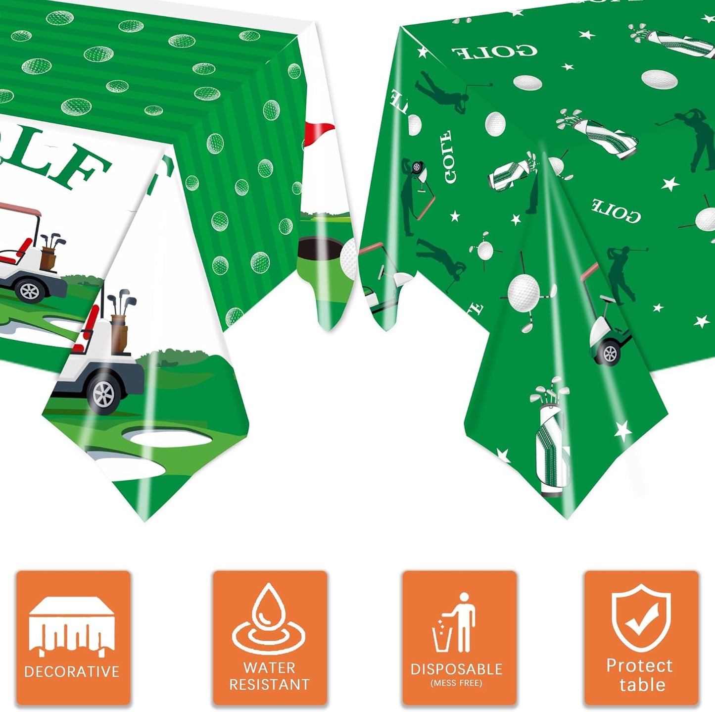 4Pcs Golf Tablecloth Golf Party Decorations Sport Themed Party Supplies Rectangle Plastic Disposable Table Cover Ball Decorations for Birthday Picnic Sport Events