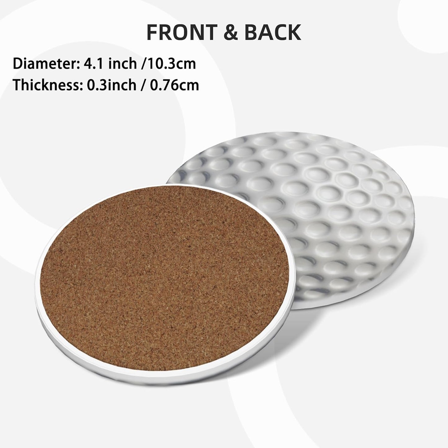 Golf Ball Golfing Sport Coasters for Drinks Set of 4, Absorbent Ceramic Drink Coasters for Coffee Table Wooden Table Cup Bar, 4 Inches