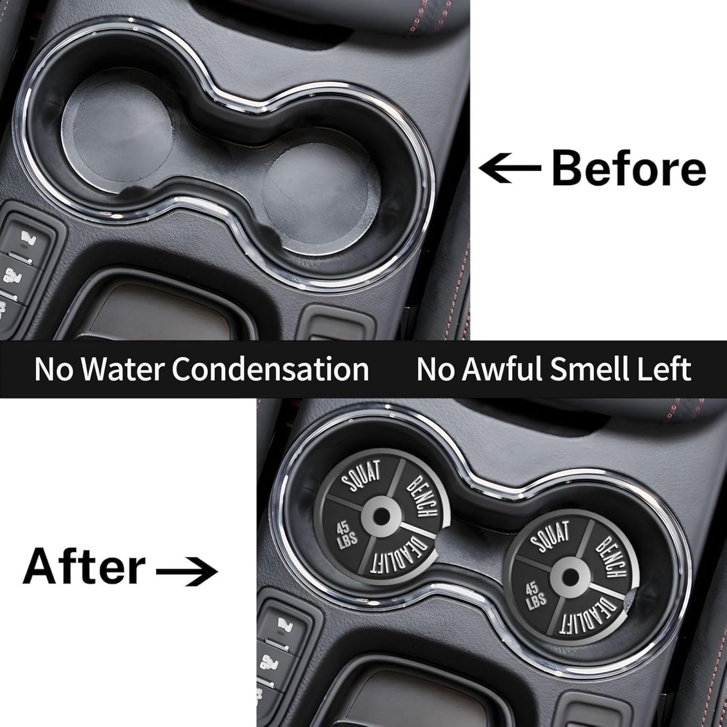 Car Cup Holder Coasters, Barbell Plate Deadlift Weight Lifting Car Coasters for Cup Holder Drinks, 2 Pack Ceramic Cute Auto Interior Accessories for Women Men