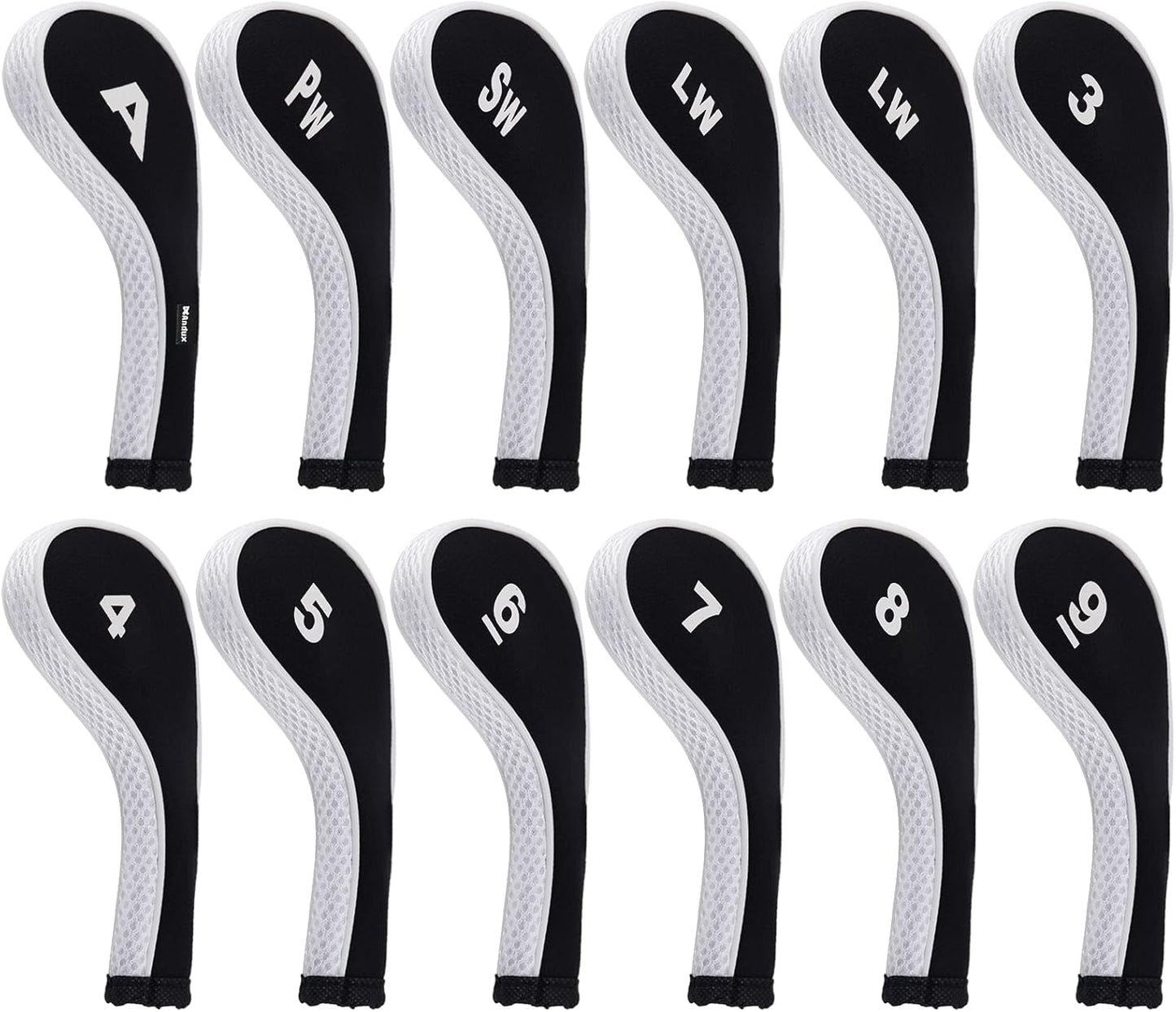 Andux 12pcs/Set Golf Iron Club Head Covers Number Print Long Neck with Zipper