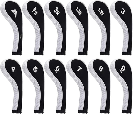 Andux 12pcs/Set Golf Iron Club Head Covers Number Print Long Neck with Zipper