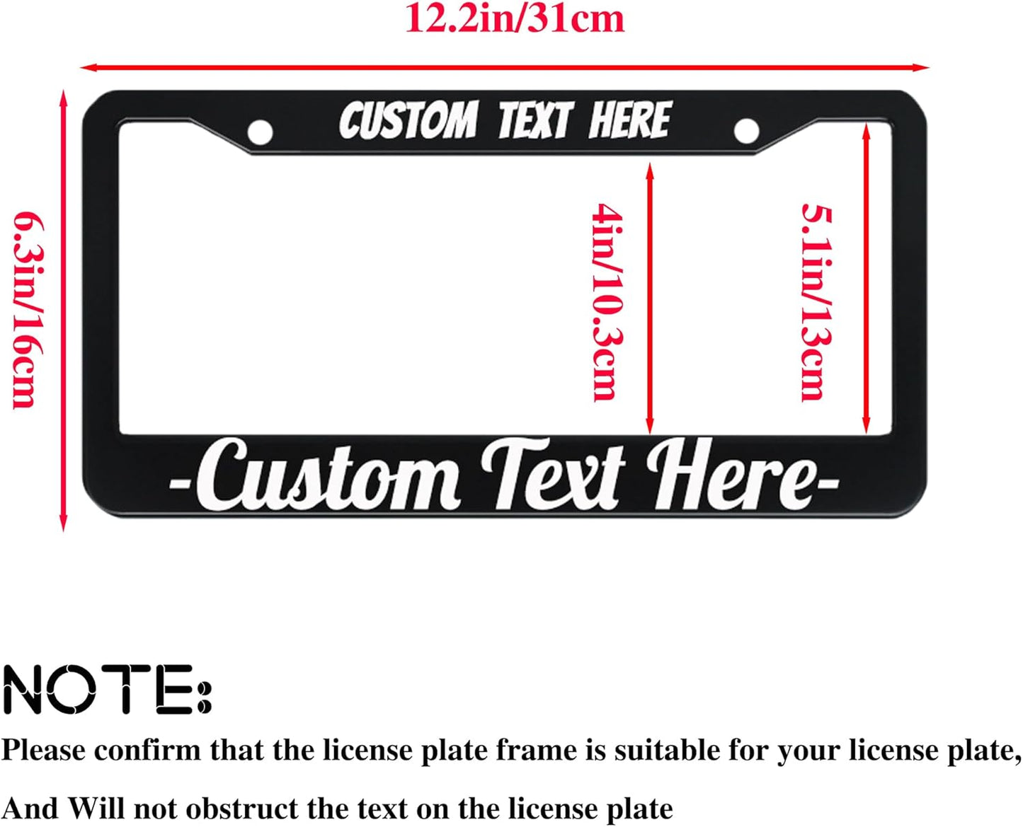 Custom Personalized Metal Engraved Standard Size License Plate Frame,Funny Car Auto Truck Message Plate Holder for Men Women,Silver Text (2 Round Hole)