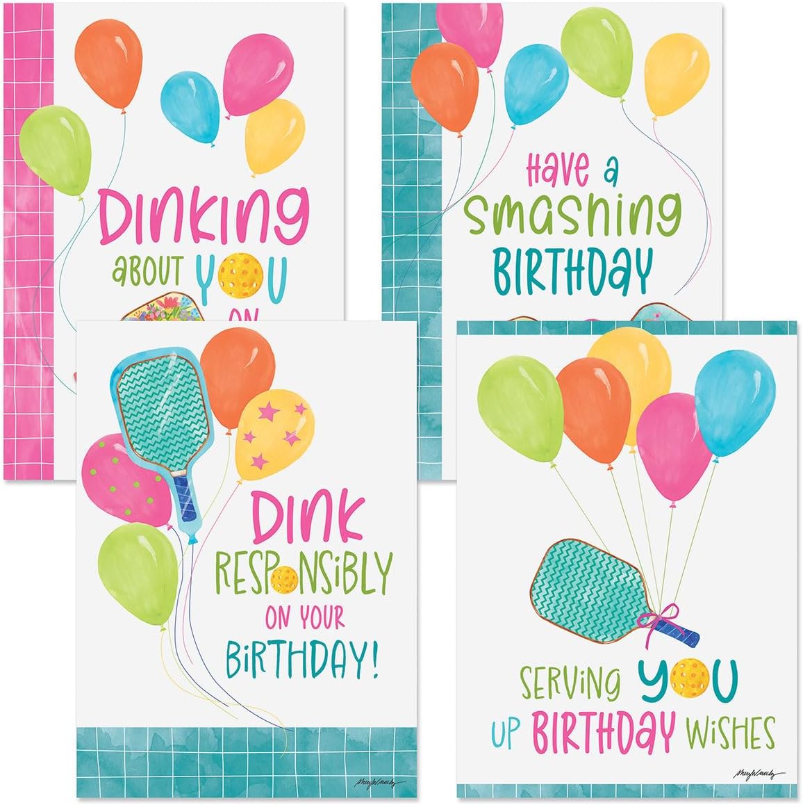 Current Pickleball Wishes Birthday Greeting Cards Value Pack - Set of 8, Single Design, Large 5 x 7 Inch Cards, Sentiments Inside, Envelopes Included