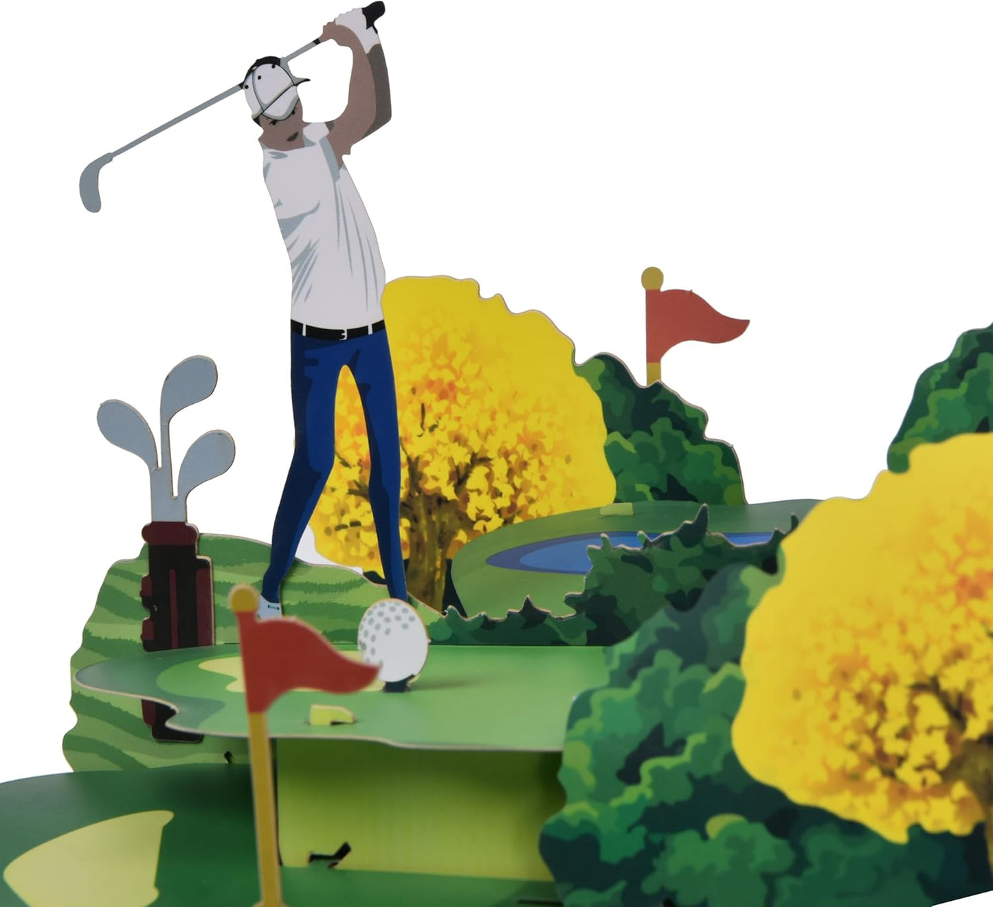 3D pop-up greeting card, hollowed out paper carving design, exquisite pattern pop-up display, suitable for sending greeting cards to him/her on special holidays - with envelope and blank label. Business style golf greeting card