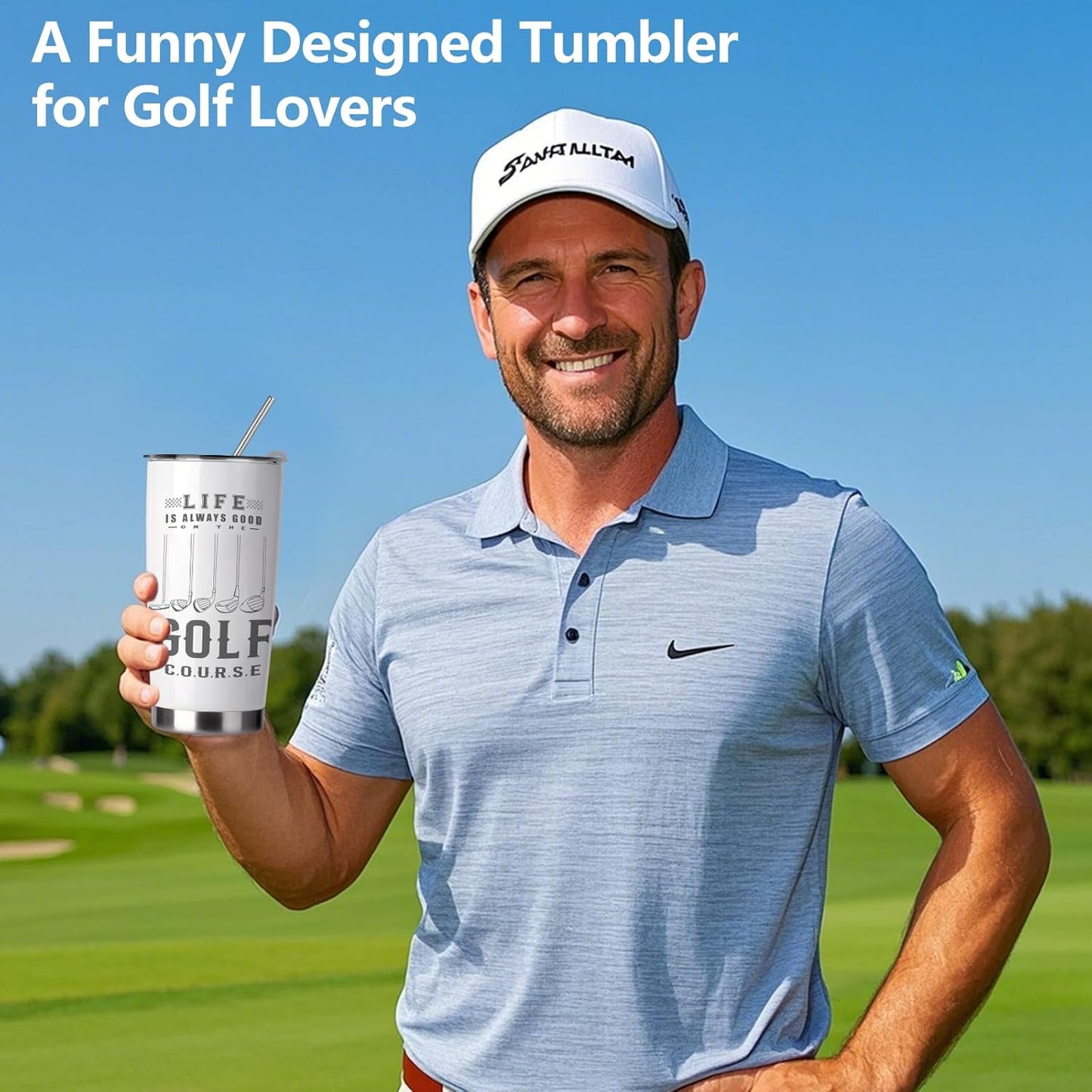 Golf Gifts for Men, Fathers Day Golf Gifts, Golfing Gifts Basket for Golfer Lovers,Funny Golfer Gift for Him Dad Uncle, Husband Boyfriend, 20 Oz Golfing Cup Tumbler