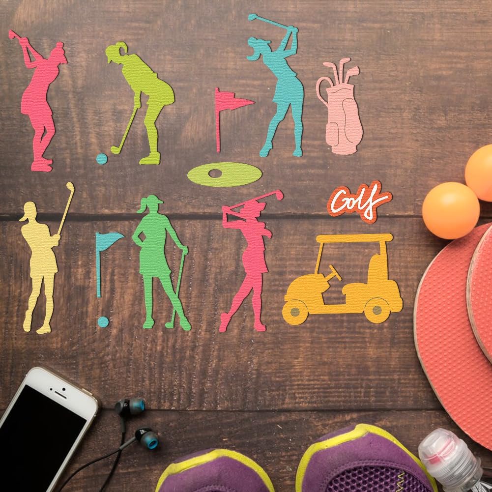 Play Golf Cutting Dies Card Borders Stitch Sports Silhouette Die Cut Carbon Steel Die Cuts Stencils Card Scrapbooking Embossing Template Dies for DIY Paper Craft Albums Gift Decor