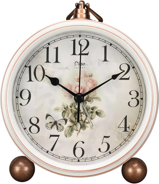 Maxspace Classic Vintage Analog Clock - Elegant and Decorative With Distressed Metal Frame for Office, Living Room or Bedroom - Silent Non-Ticking