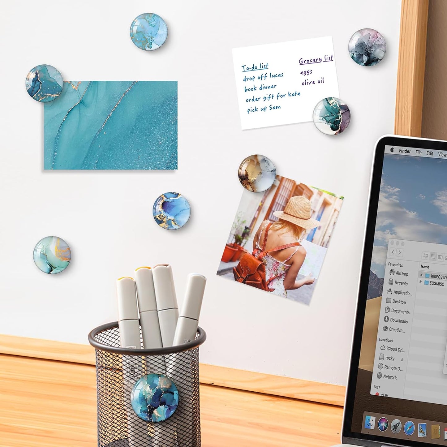 MORCART 16PCS Fridge Magnets, Marble Magnets Decoration for Refrigerator Locker Whiteboard Decorative Magnetic Board Cabinets Classroom Office Cubicle (Marbling)