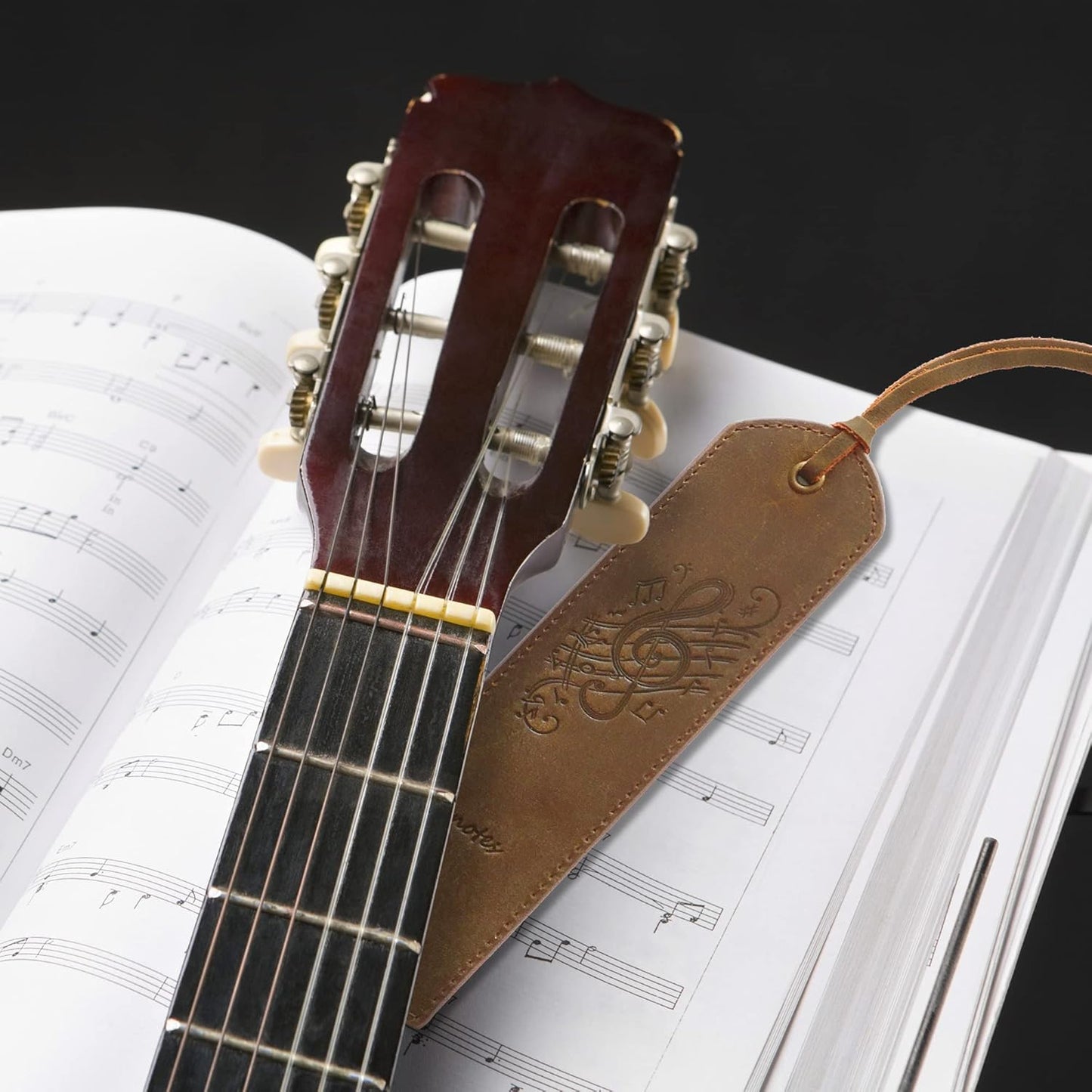 Leather Bookmarks for Men and Women | Quality Mens Bookmark with Music Notes | 2 Smooth Handmade Leather Book Markers for Men Women Book Lovers Readers (7x2) Leather Gift | Sovereign-Gear