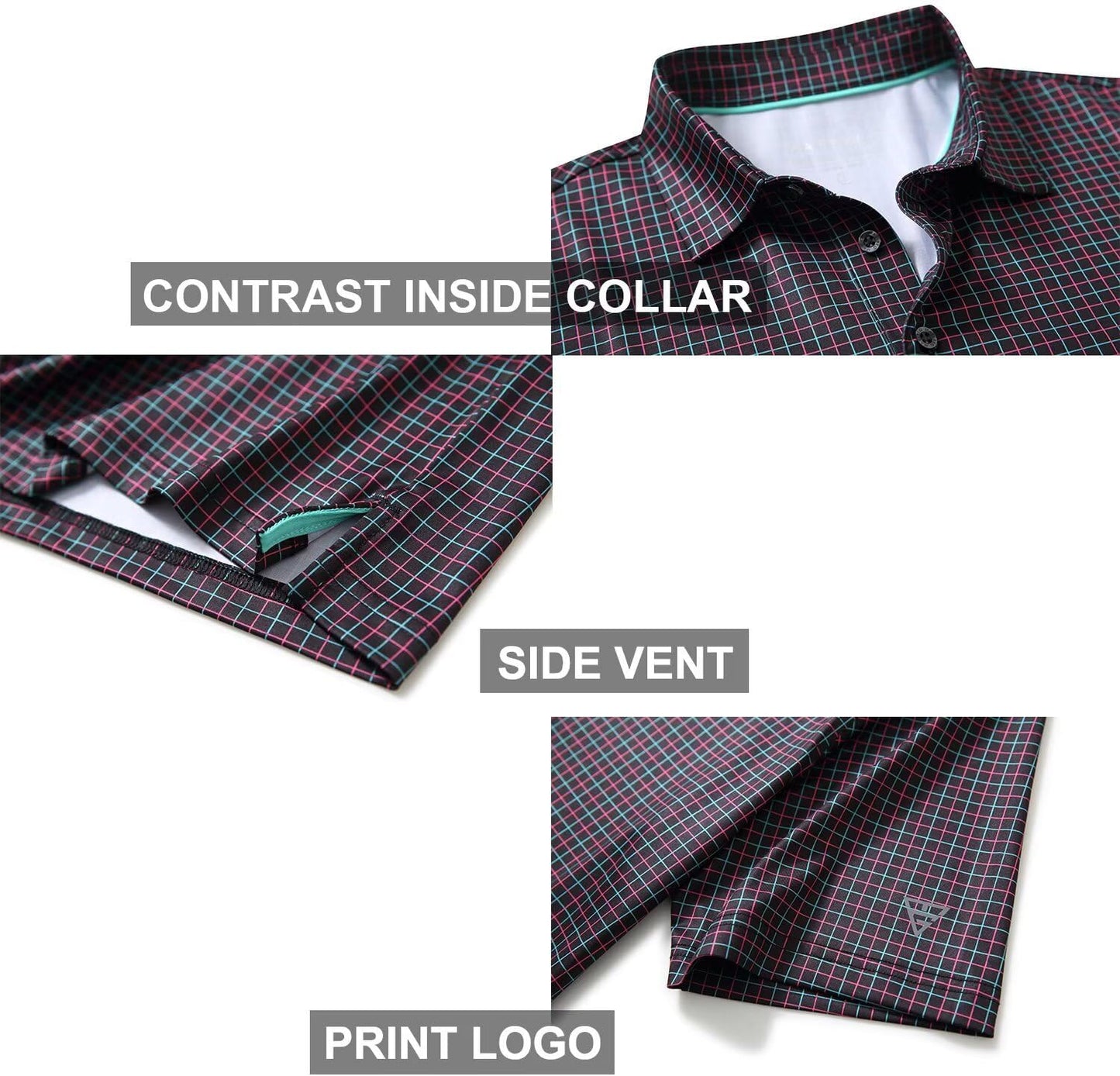 Golf Shirts for Men Dry Fit Short Sleeve Print Performance Moisture Wicking Polo Shirt