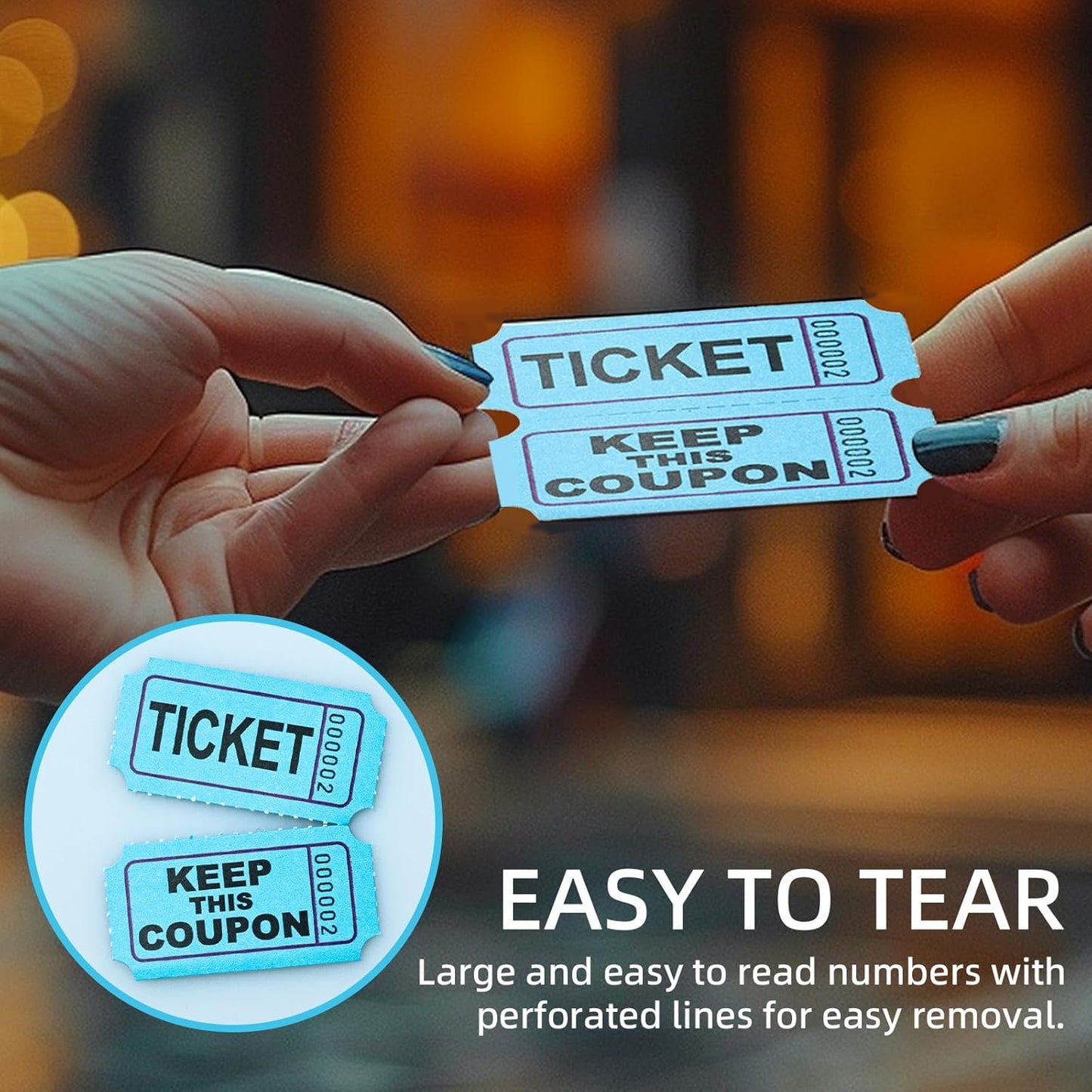 Raffle Tickets Roll - 2000 Tickets Double Roll for Fundraisers, Carnivals, Events - Durable Stub Design, Easy Tear & Organize(Pink)