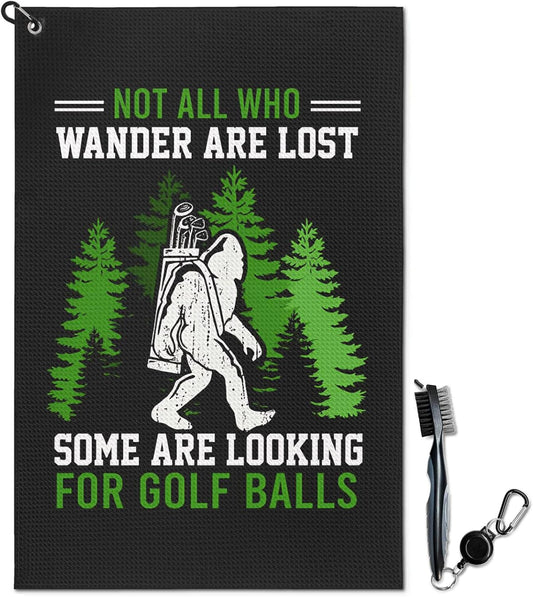 Bigfoot Golf Towel and Brush Set, Sasquatch Gifts for Men and Women Golf Towels Accessories for Golf Bag with Clip Funny Big Foot Club Cleaning Kit Golfers Dad Grandpa Husband Birthday Retirement Gift