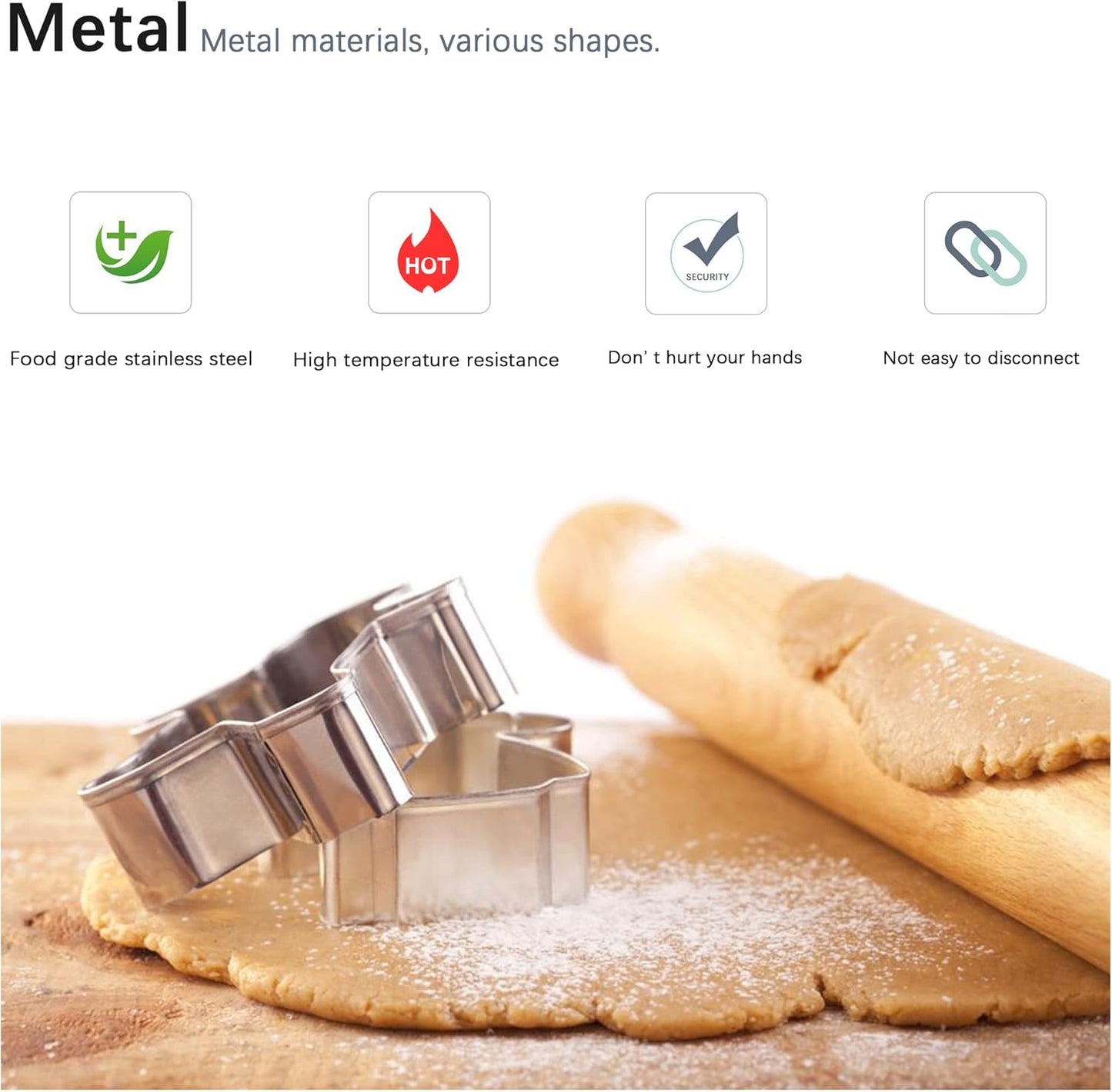 Christmas Cookie Cutters, 10 pieces Large Metal Cookie Cutters Shape - Gingerbread Man, Snowflake, Snowman, Christmas Tree, Bell, Reindeer & More for Holiday, Stainless Steel