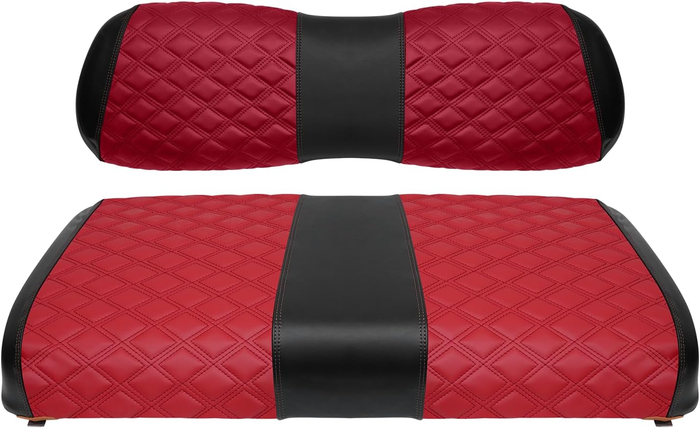 Golf Cart Seat Covers for Club Car DS 2000.5+ Front OEM Universal Seat Cushion, Marine Grade Vinyl Leather Club Car DS Seat Covers/Easy to Install-Deep Red (2PCS)