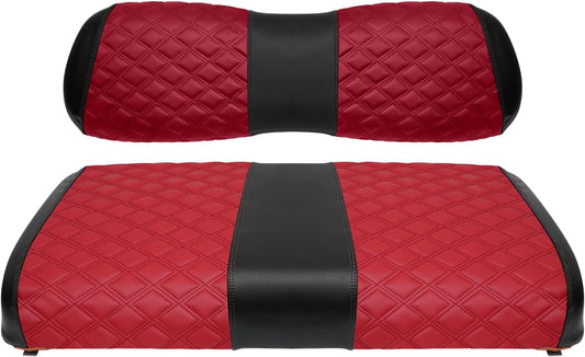 Golf Cart Seat Covers for Club Car DS 2000.5+ Front OEM Universal Seat Cushion, Marine Grade Vinyl Leather Club Car DS Seat Covers/Easy to Install-Deep Red (2PCS)