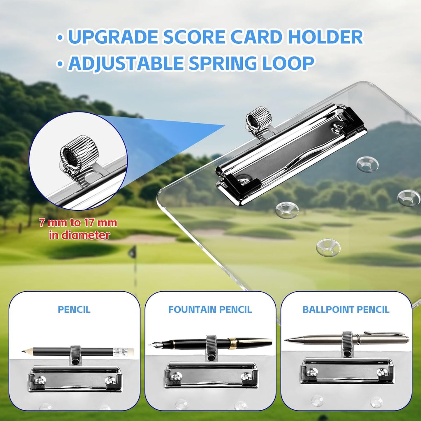 Archerest Golf Cart Steering Wheel Scorecard Holder with Pencil Holder for Club Car/EZGO TXT& RXV/Yamaha G29/Icon I40/Star Car/Excar and Other Most Golf Carts Clear 5mm Thick Acrylic