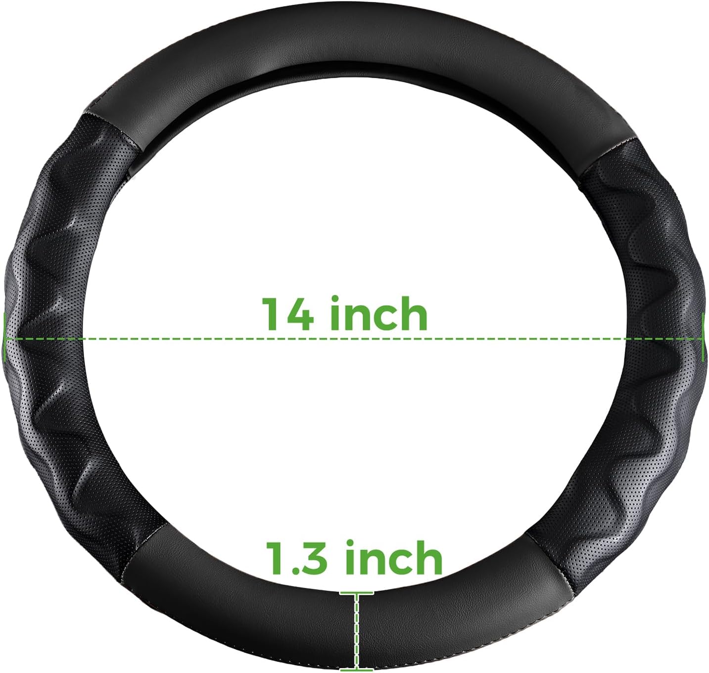 10L0L Golf Cart Steering Wheel Cover for Yamaha, Club Car DS & Precedent, 14 Inch Black