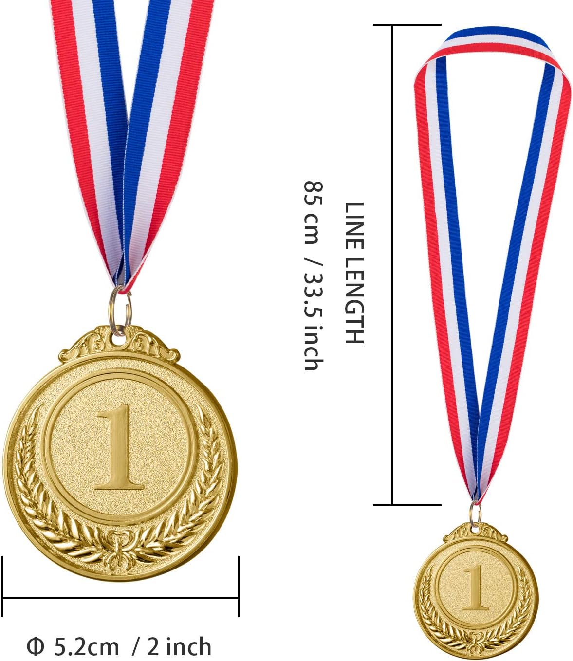 Favide 12 Pieces Gold Silver Bronze Award Medals-Winner Medals Gold Silver Bronze Prizes for Competitions, Party,Olympic Style, 2 Inches