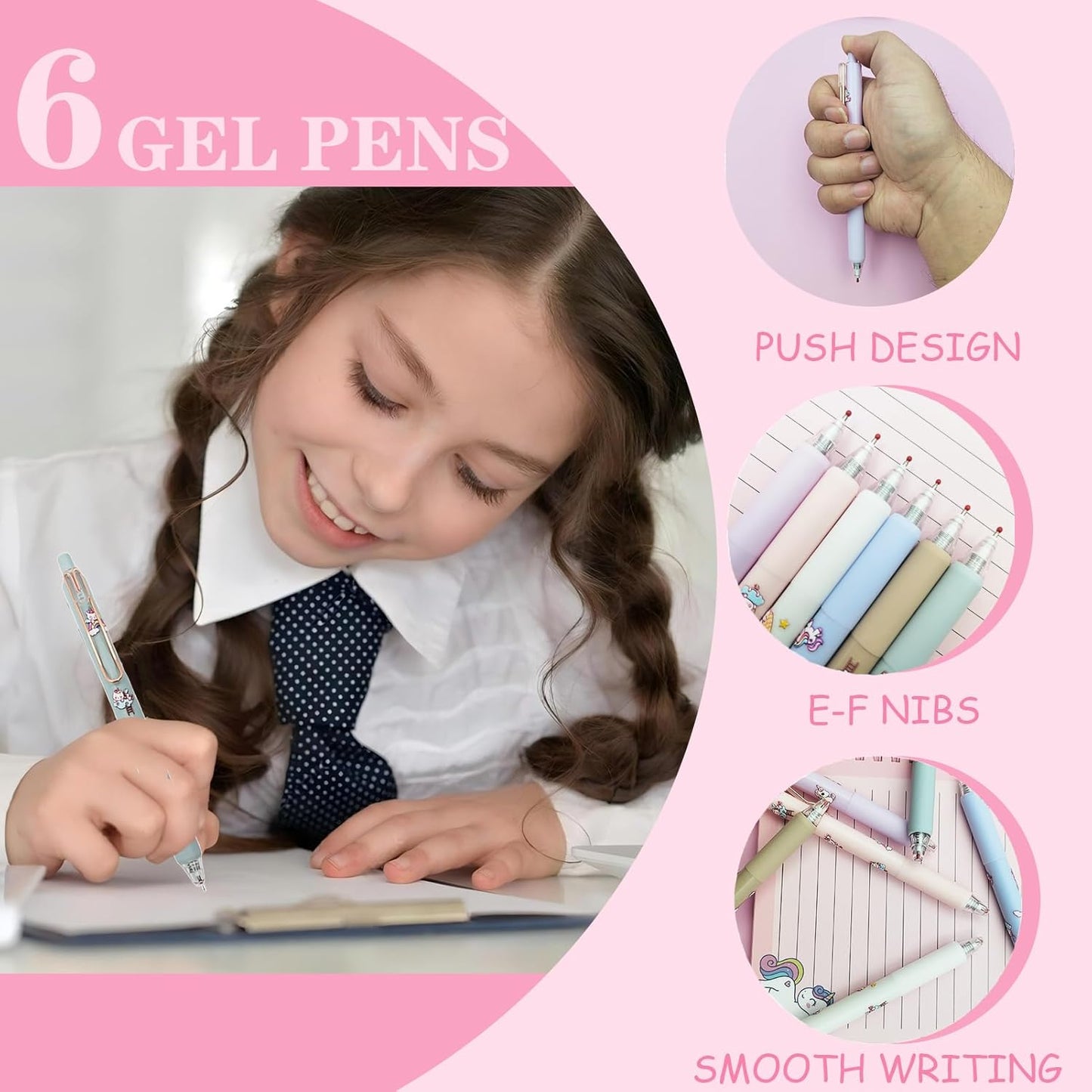 Unicorn cute School Supplies Kawaii Stationery Present Set , Including Ballpoint Pens, Pencil Case, ID Badge Holder, Stickers, Key Chain, A5 Notebook, Bookmark, Eraser, Ruler for Girls Teens